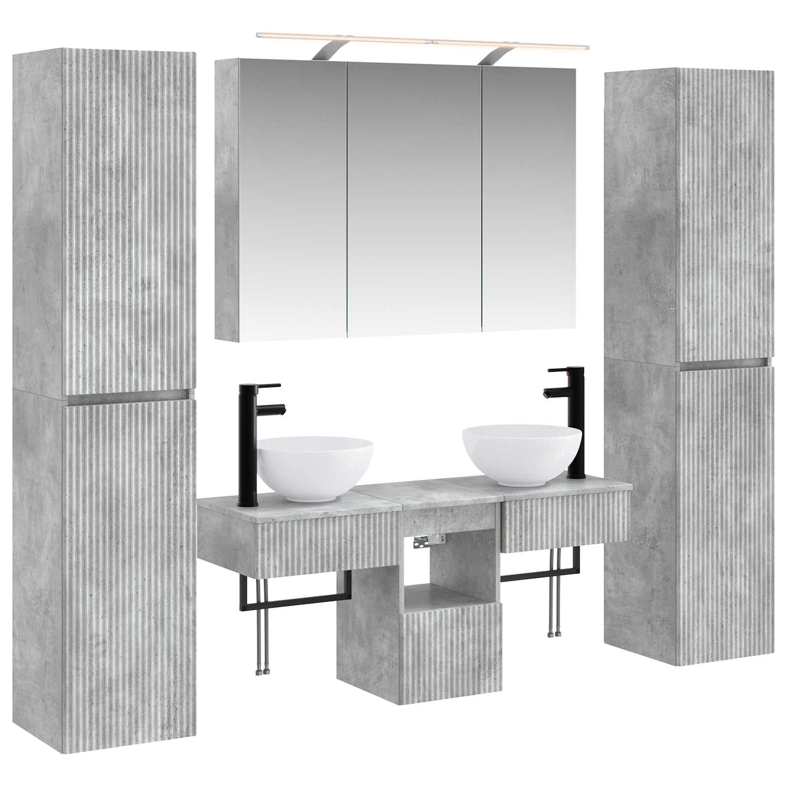 vidaXL Badkamermeubelset 6 pcs Wit Bewerkt hout en glas