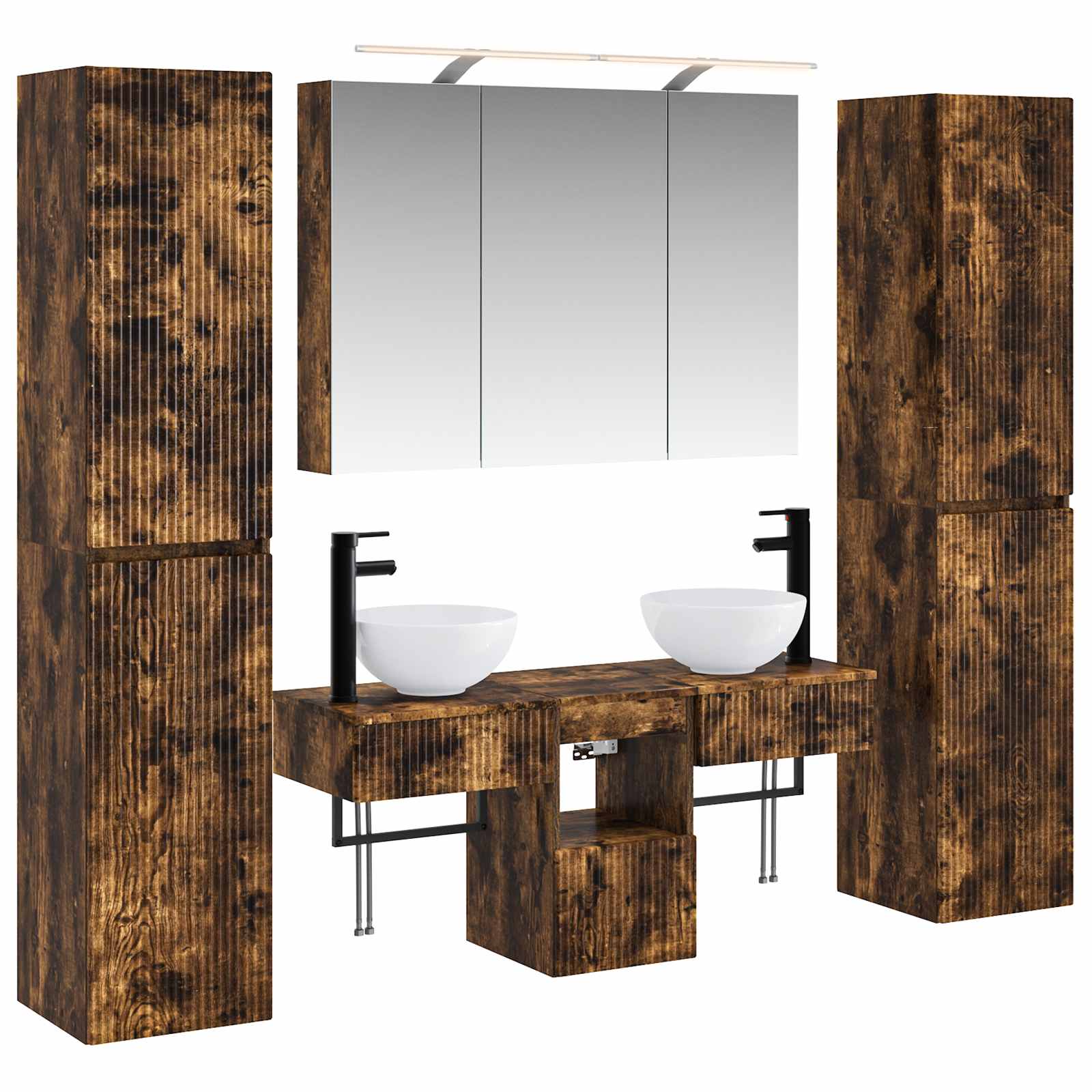vidaXL Badkamermeubelset 6 pcs Wit Bewerkt hout en glas