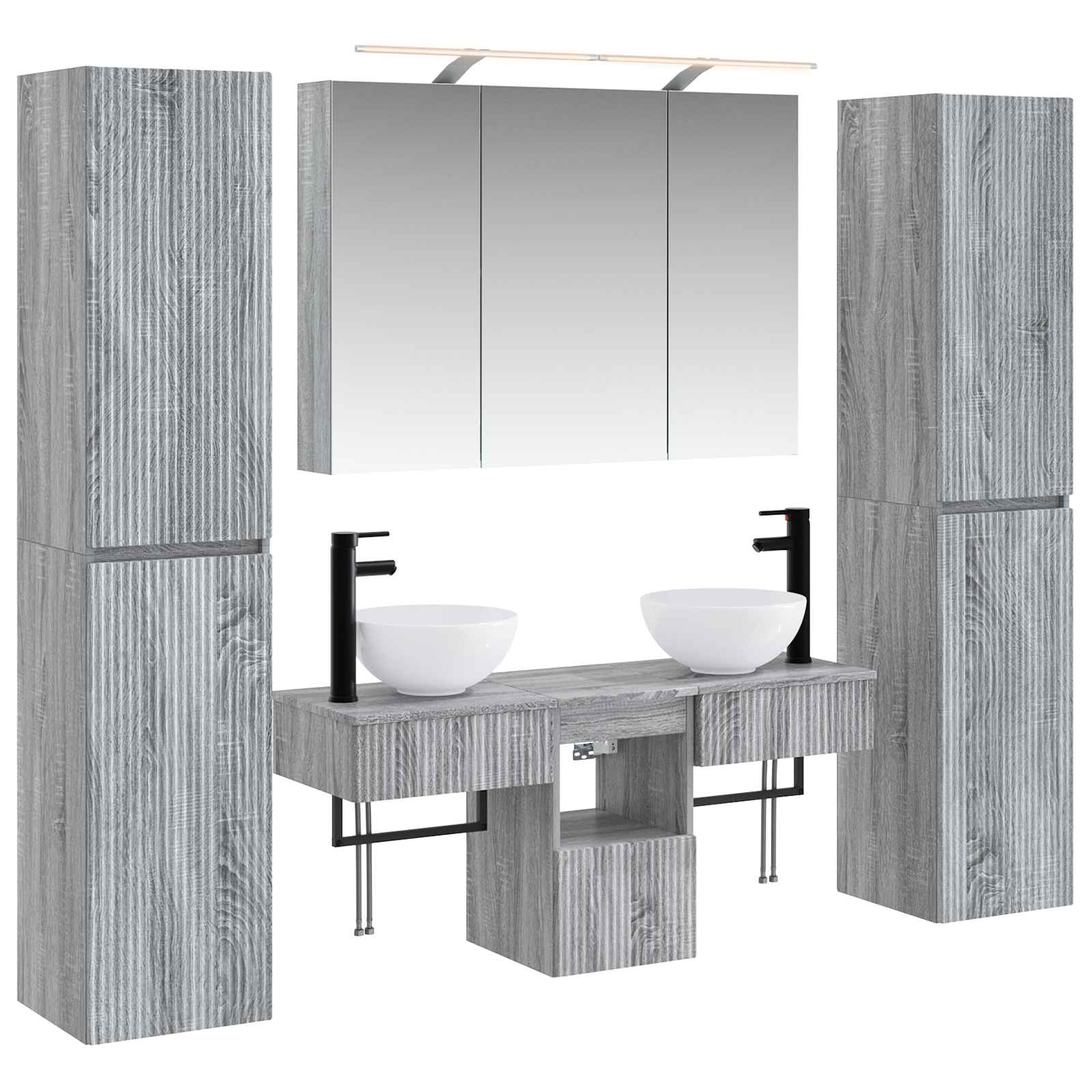 vidaXL Badkamermeubelset 6 pcs Wit Bewerkt hout en glas
