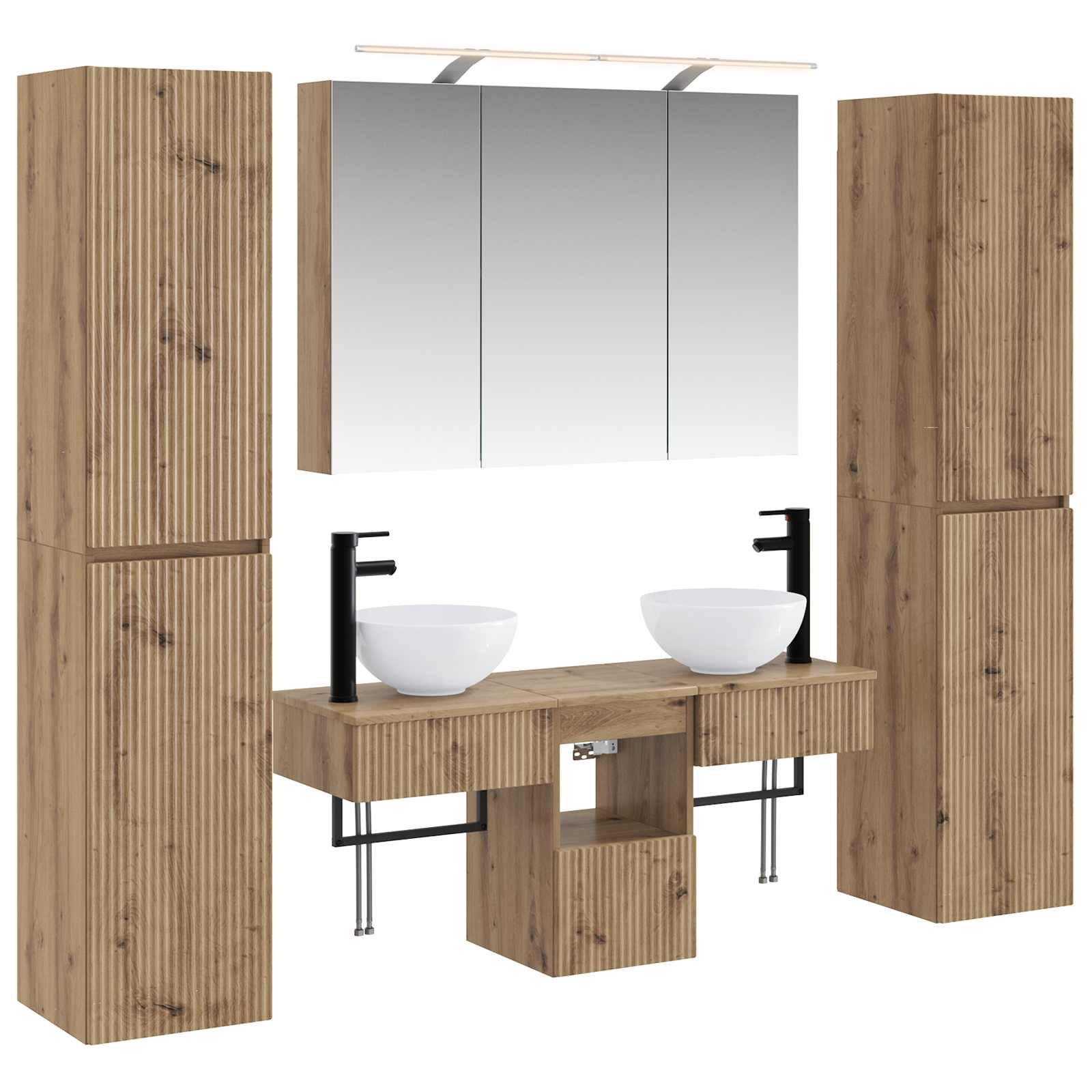 vidaXL Badkamermeubelset 6 pcs Wit Bewerkt hout en glas