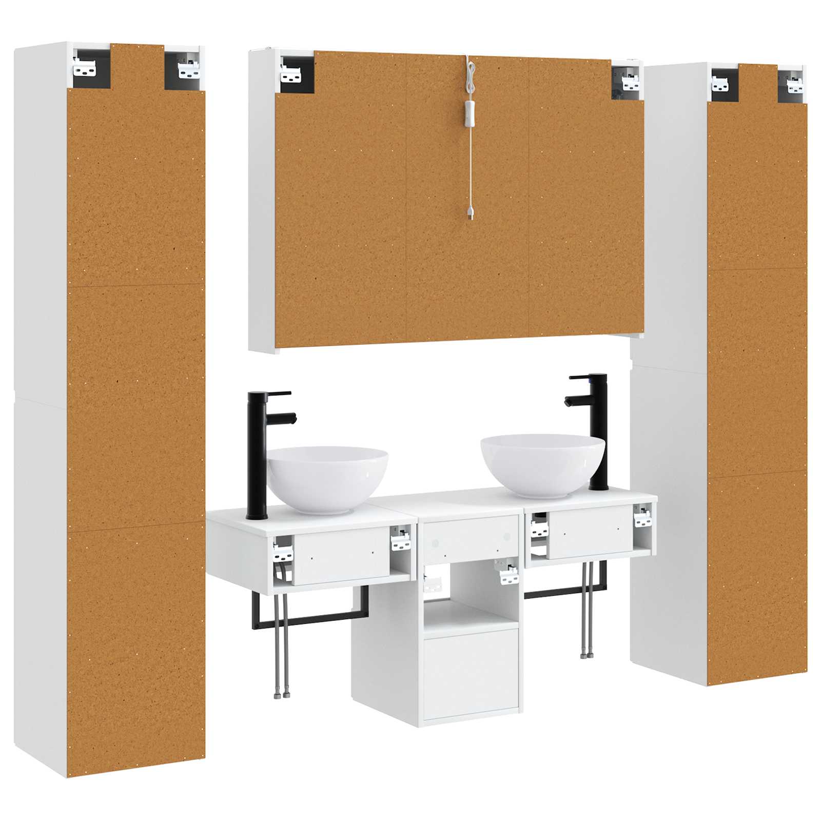 vidaXL Badkamermeubelset 6 pcs Wit Bewerkt hout en glas