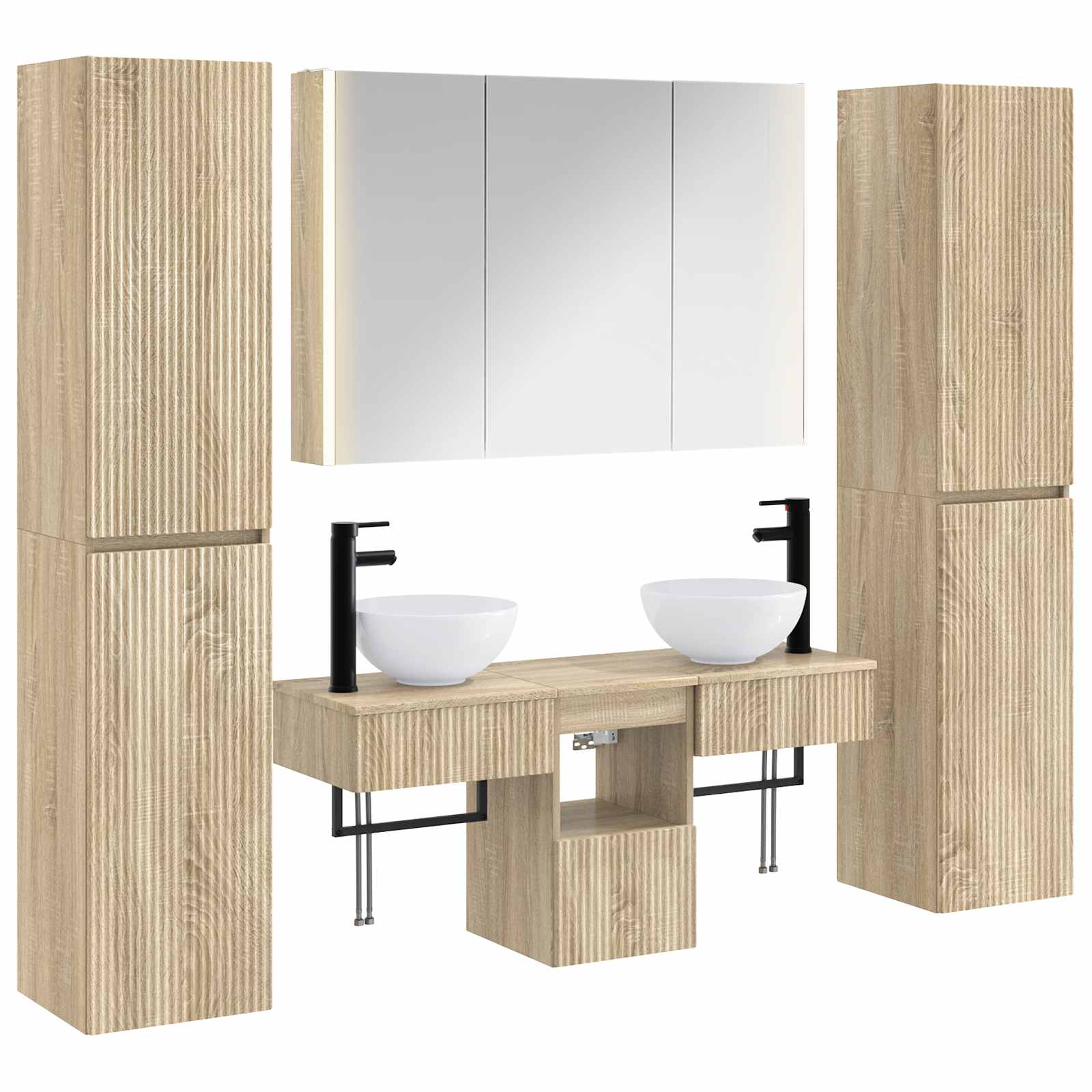 vidaXL Badkamermeubelset 6 pcs Wit Bewerkt hout en glas