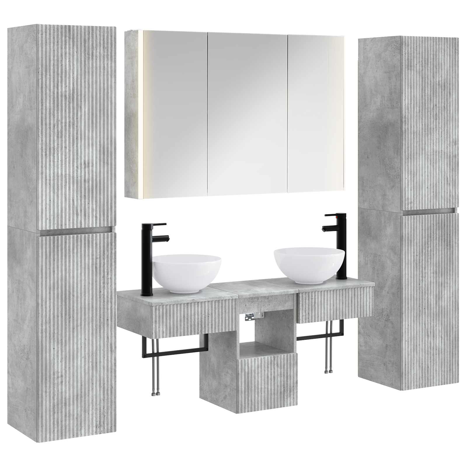 vidaXL Badkamermeubelset 6 pcs Wit Bewerkt hout en glas