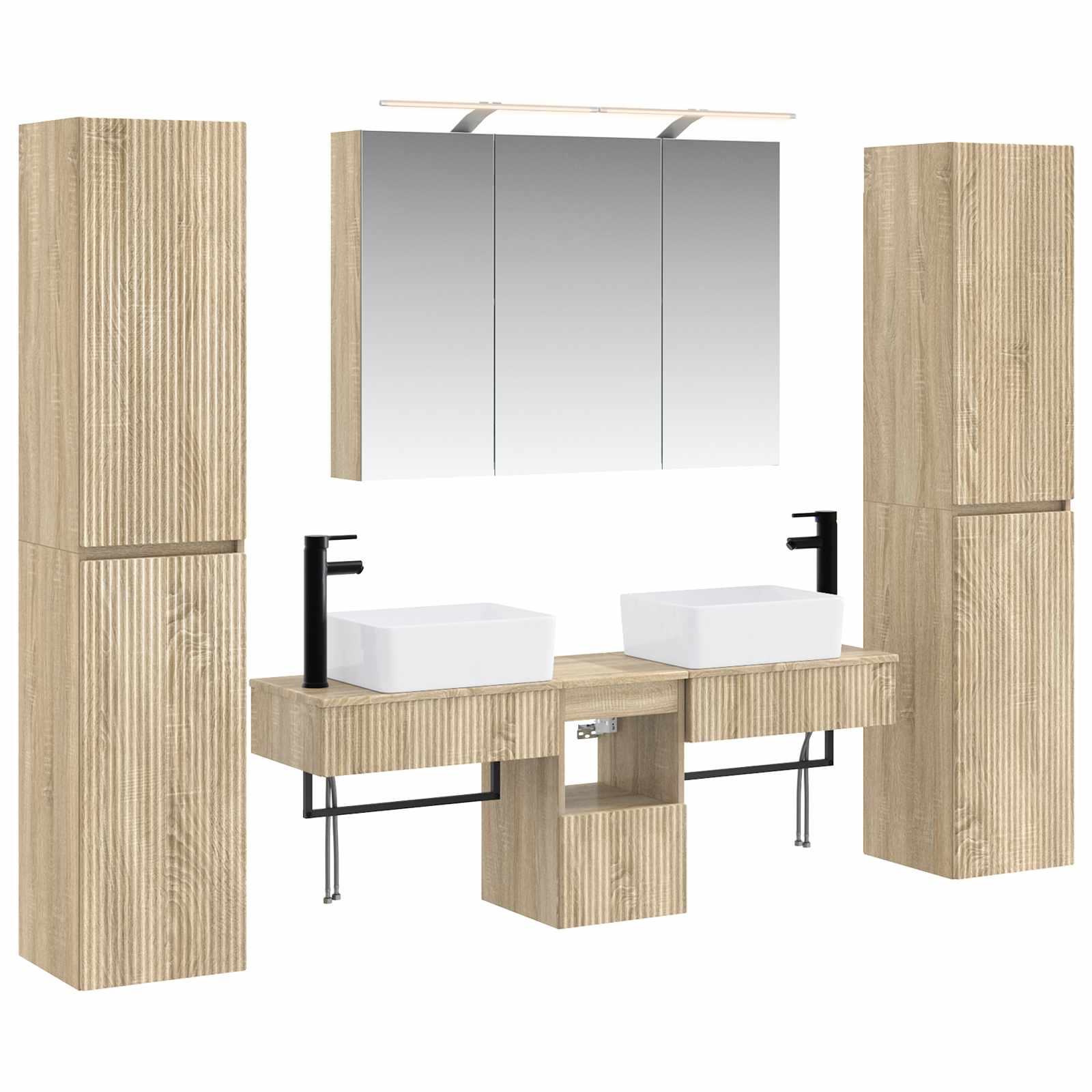 vidaXL Badkamermeubelset 6 pcs Wit Bewerkt hout en glas