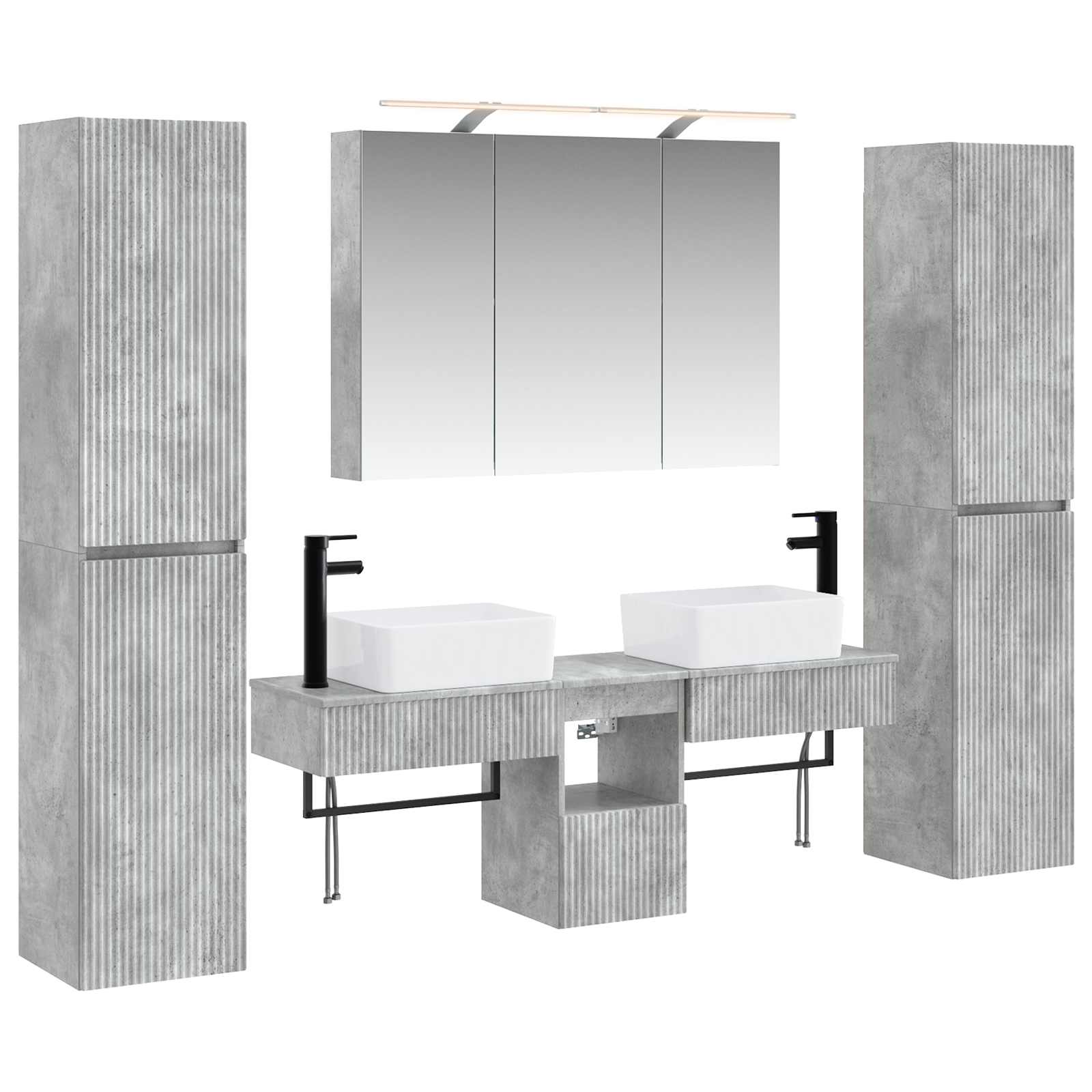 vidaXL Badkamermeubelset 6 pcs Wit Bewerkt hout en glas