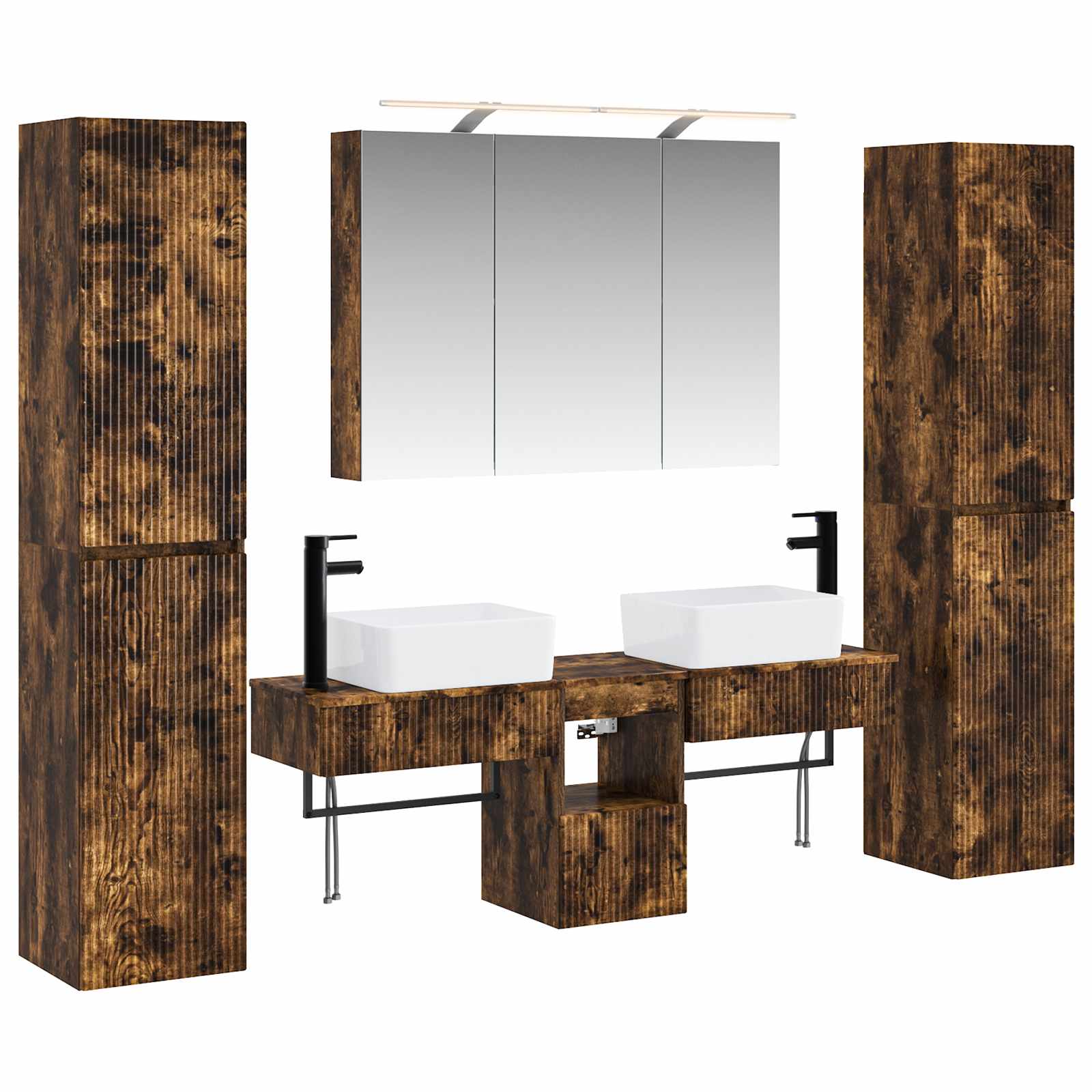 vidaXL Badkamermeubelset 6 pcs Wit Bewerkt hout en glas