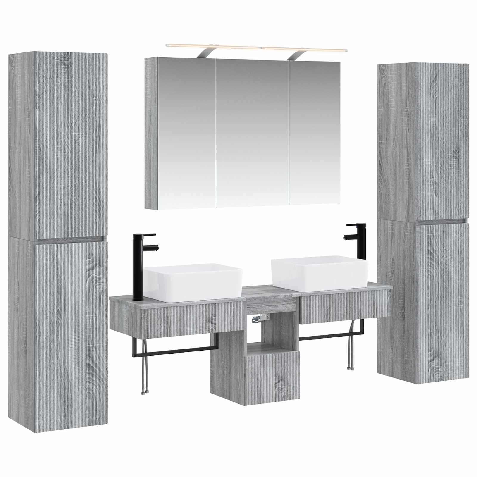 vidaXL Badkamermeubelset 6 pcs Wit Bewerkt hout en glas