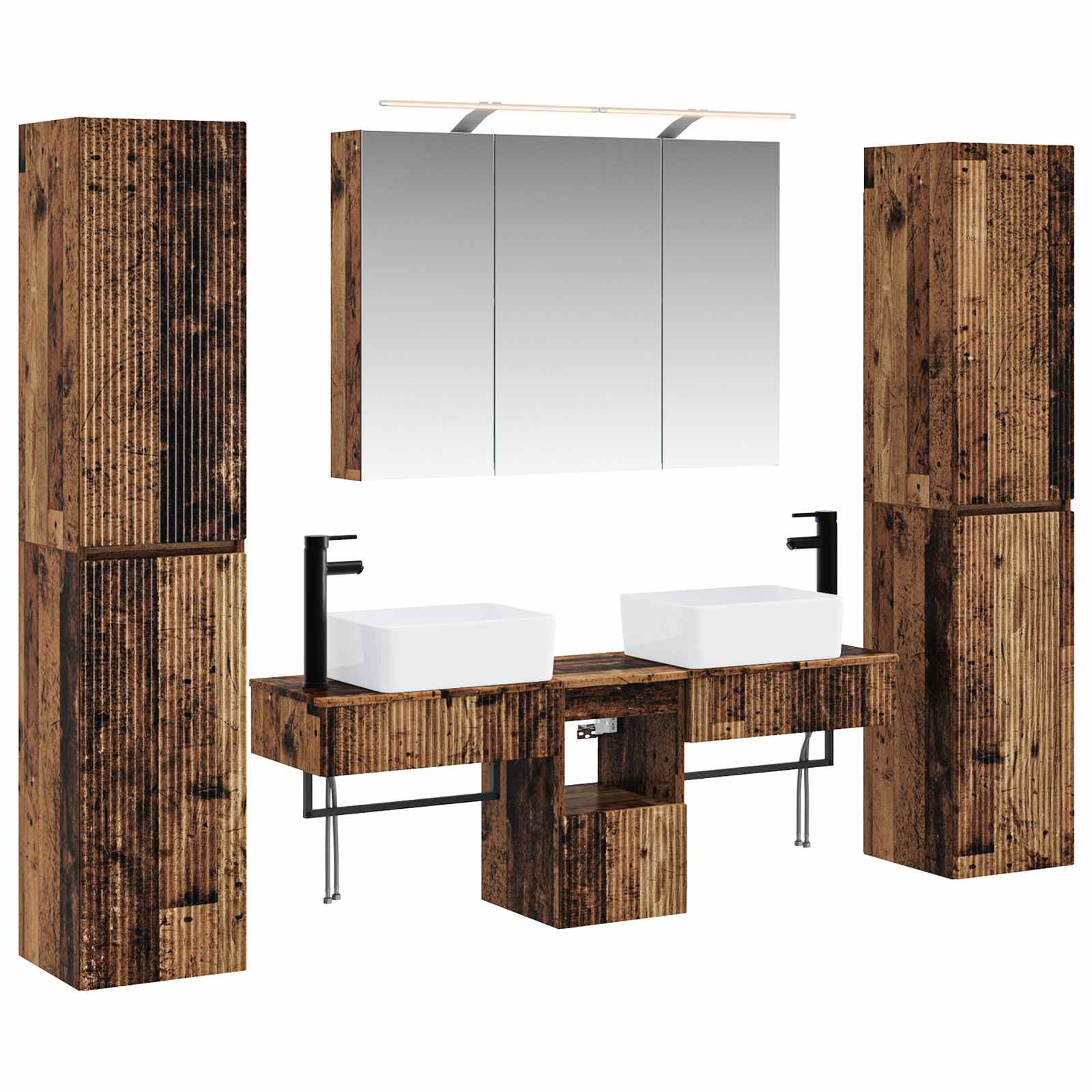 vidaXL Badkamermeubelset 6 pcs Wit Bewerkt hout en glas