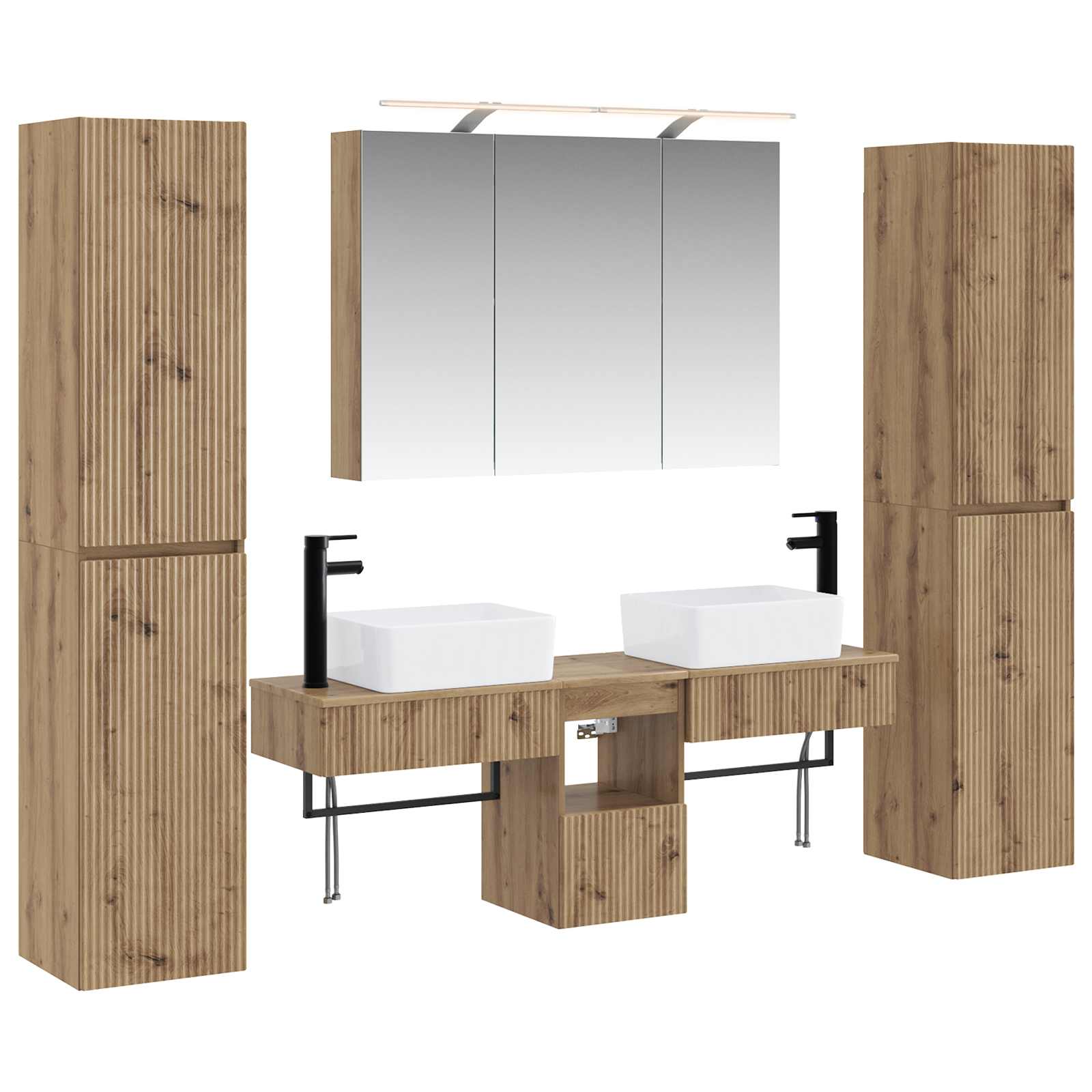 vidaXL Badkamermeubelset 6 pcs Wit Bewerkt hout en glas
