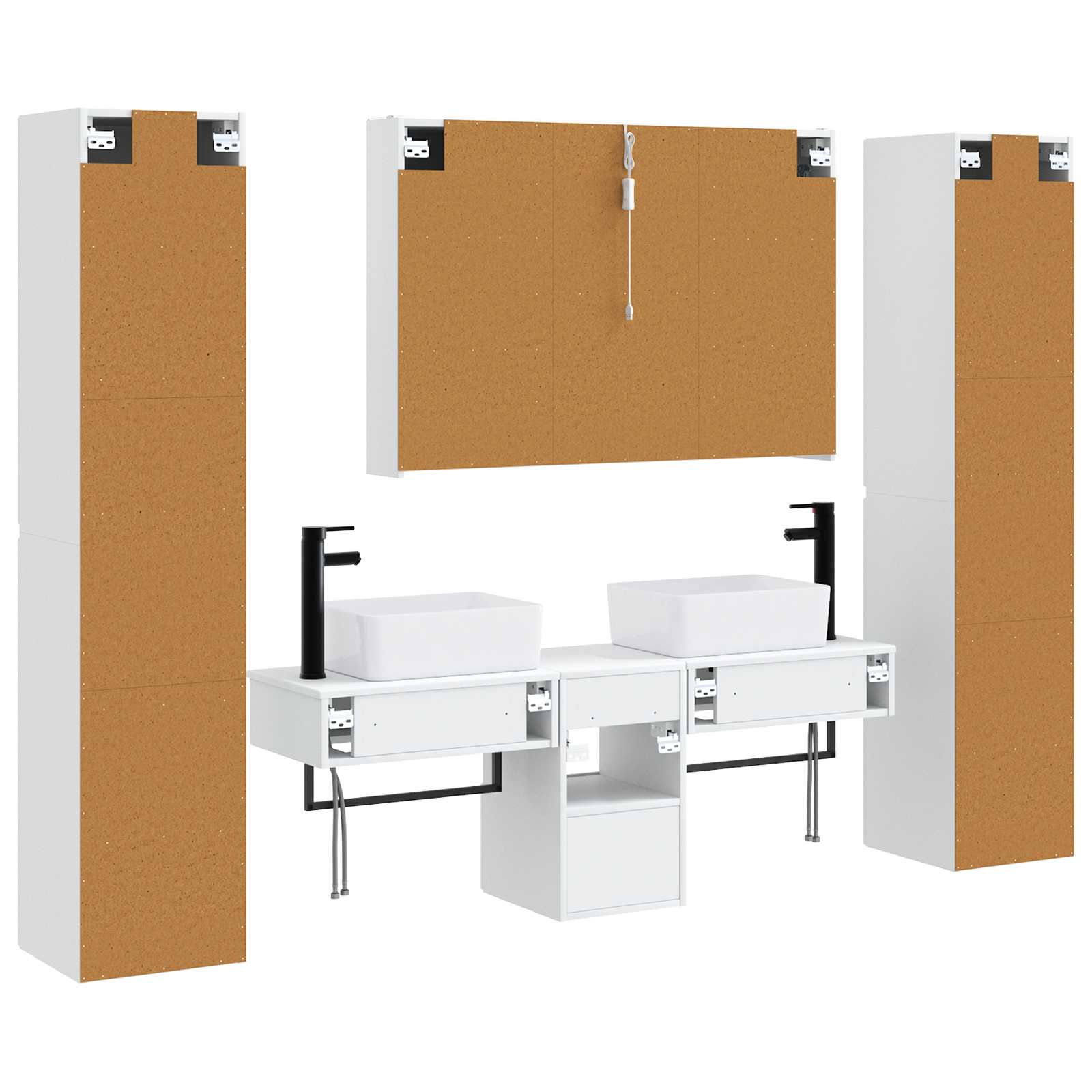 vidaXL Badkamermeubelset 6 pcs Wit Bewerkt hout en glas