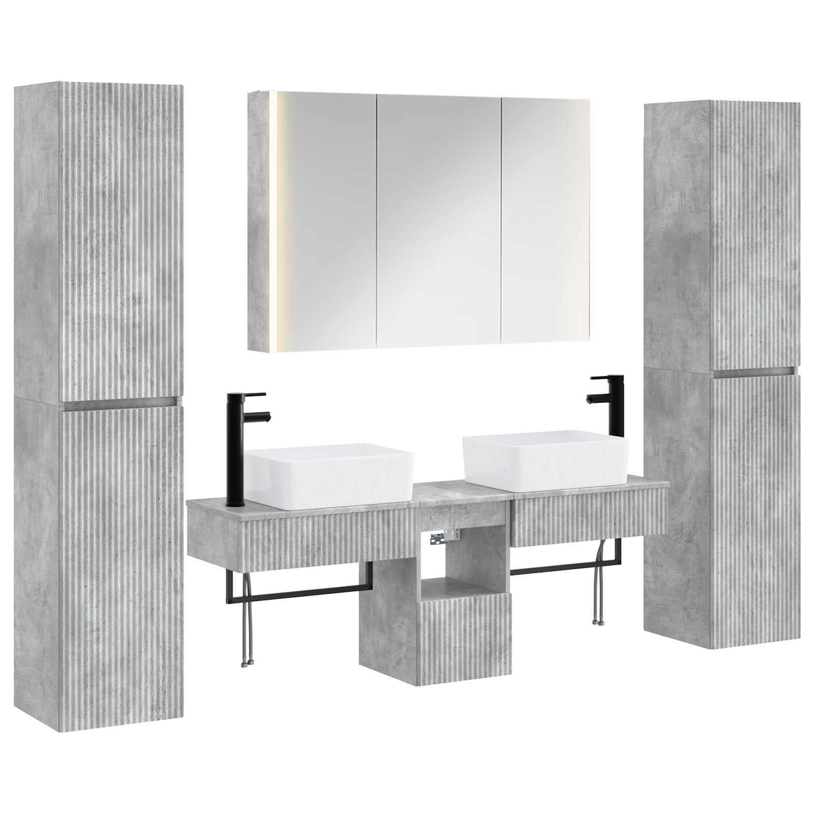 vidaXL Badkamermeubelset 6 pcs Wit Bewerkt hout en glas