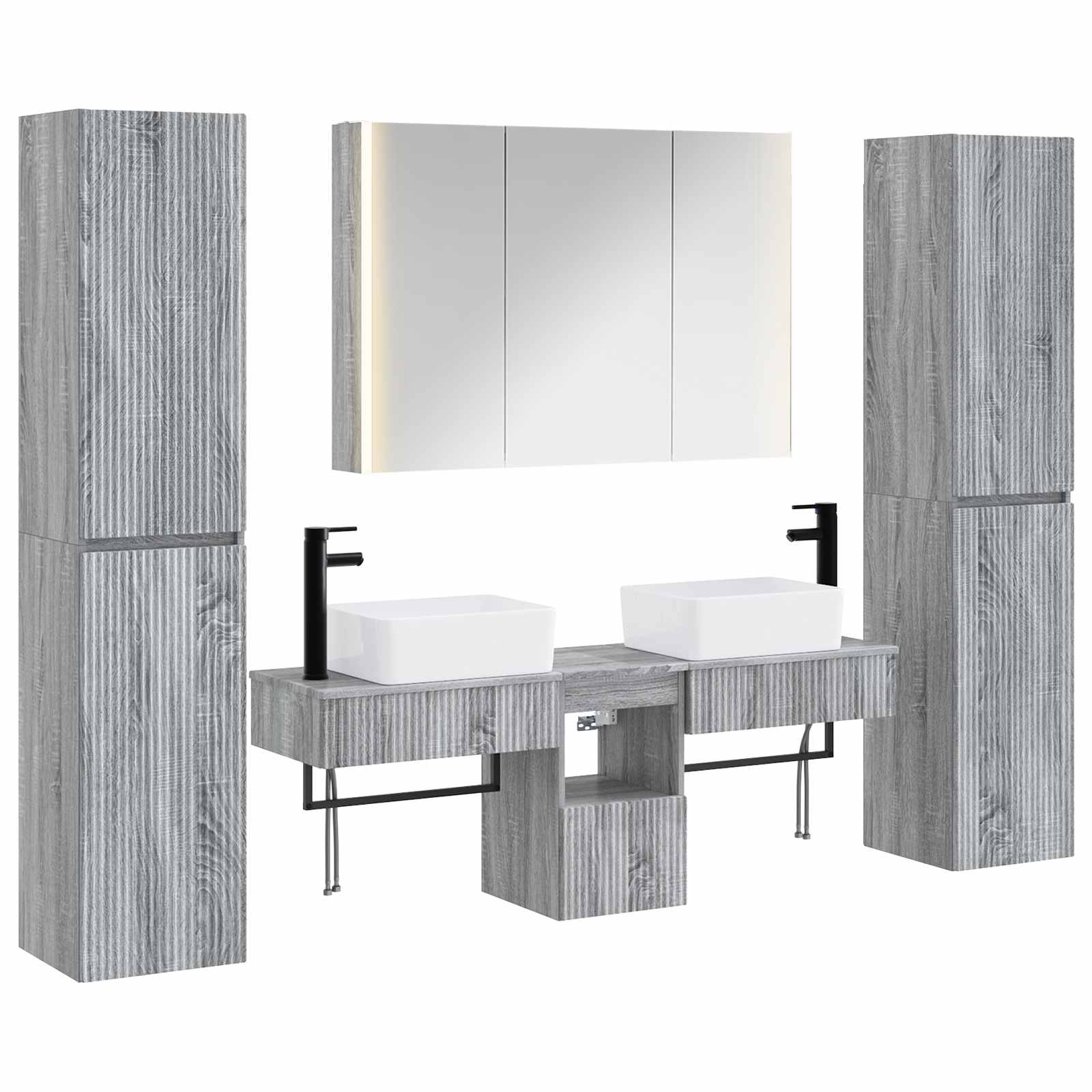 vidaXL Badkamermeubelset 6 pcs Wit Bewerkt hout en glas