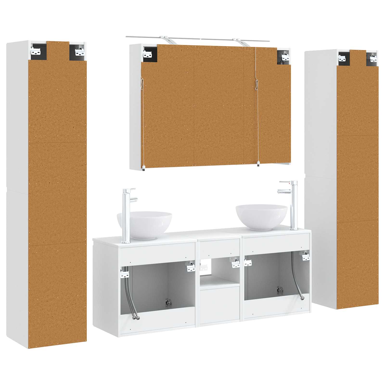 vidaXL Badkamermeubelset 6 pcs Wit Bewerkt hout en glas