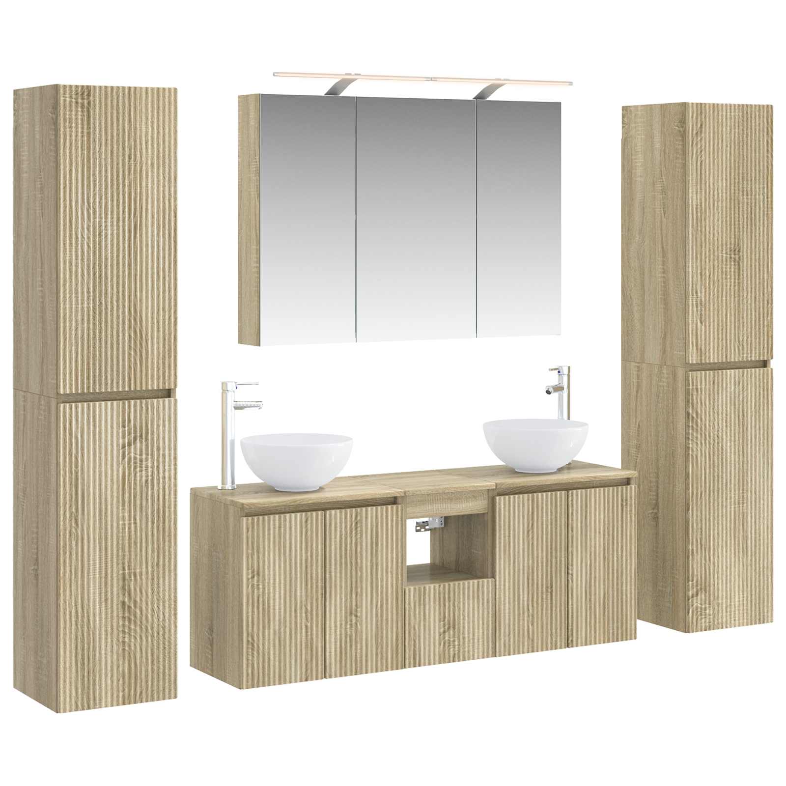vidaXL Badkamermeubelset 6 pcs Wit Bewerkt hout en glas