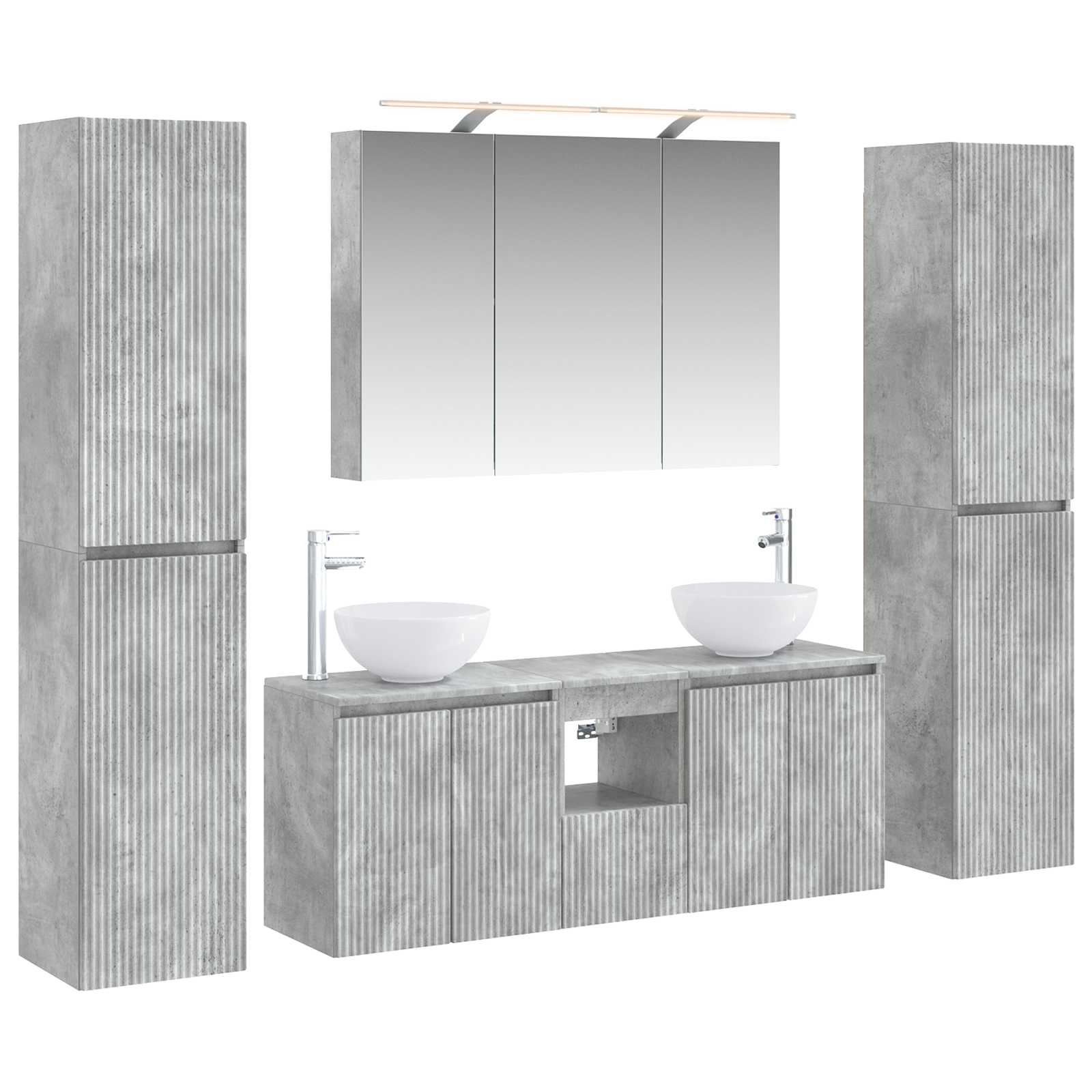 vidaXL Badkamermeubelset 6 pcs Wit Bewerkt hout en glas