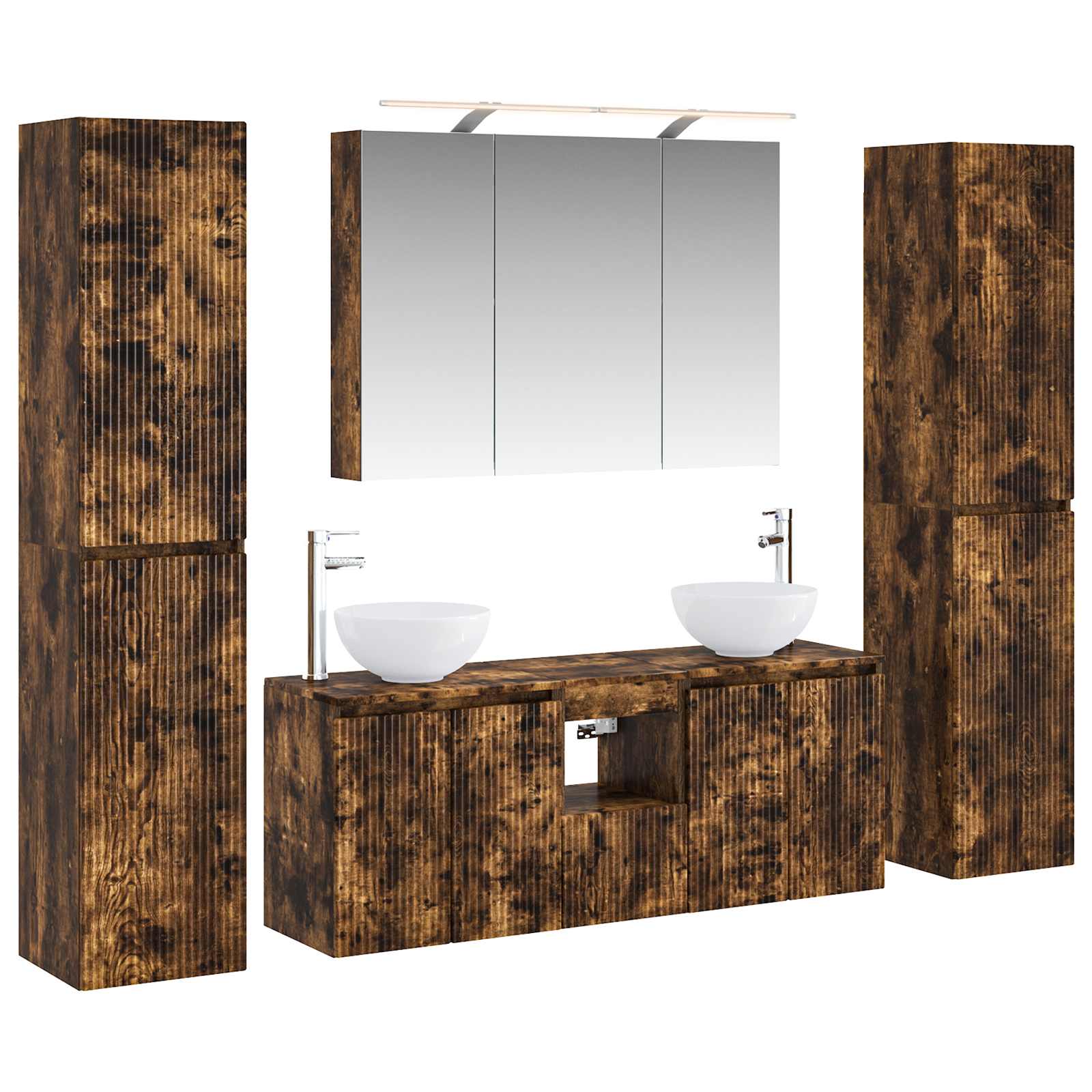 vidaXL Badkamermeubelset 6 pcs Wit Bewerkt hout en glas