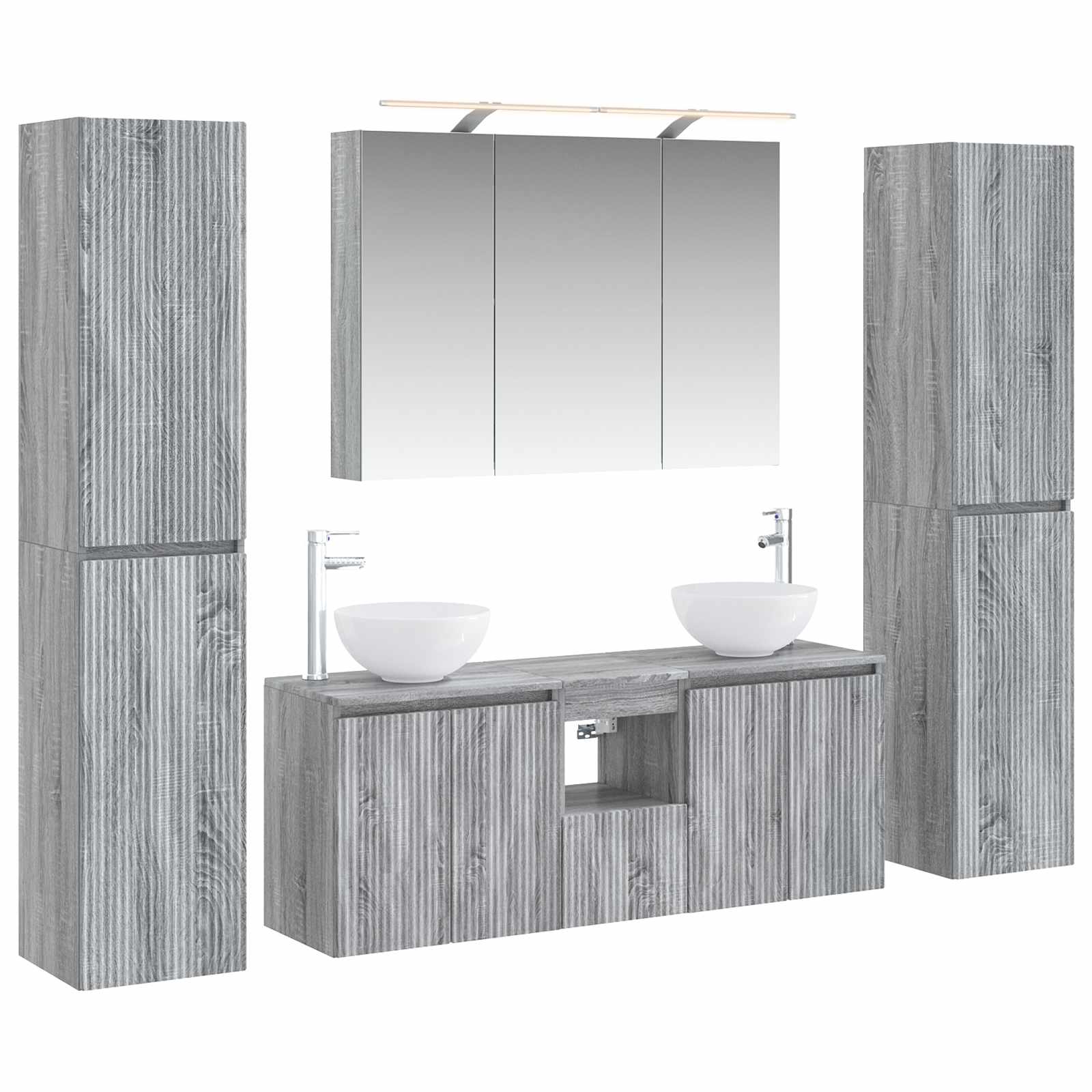 vidaXL Badkamermeubelset 6 pcs Wit Bewerkt hout en glas