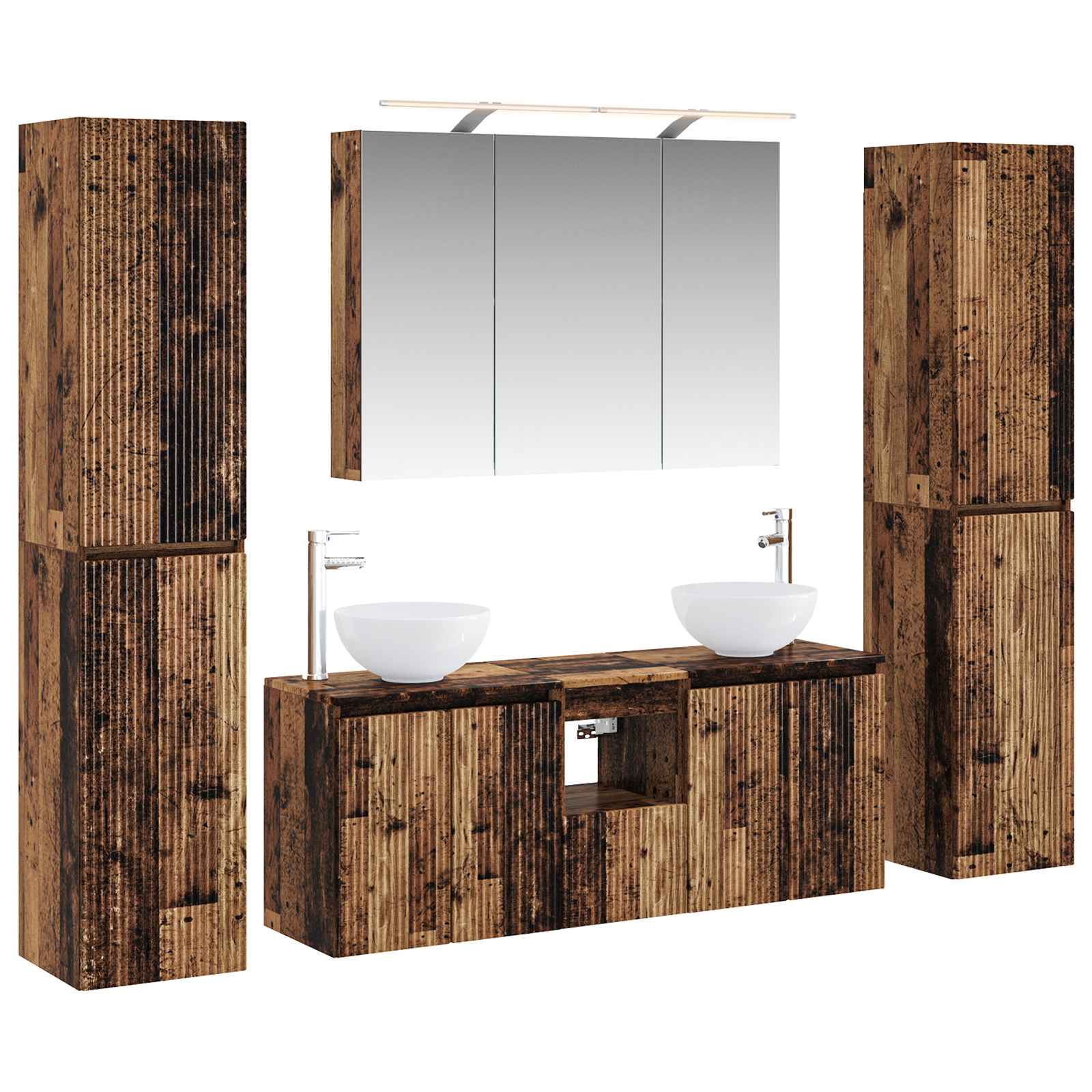 vidaXL Badkamermeubelset 6 pcs Wit Bewerkt hout en glas