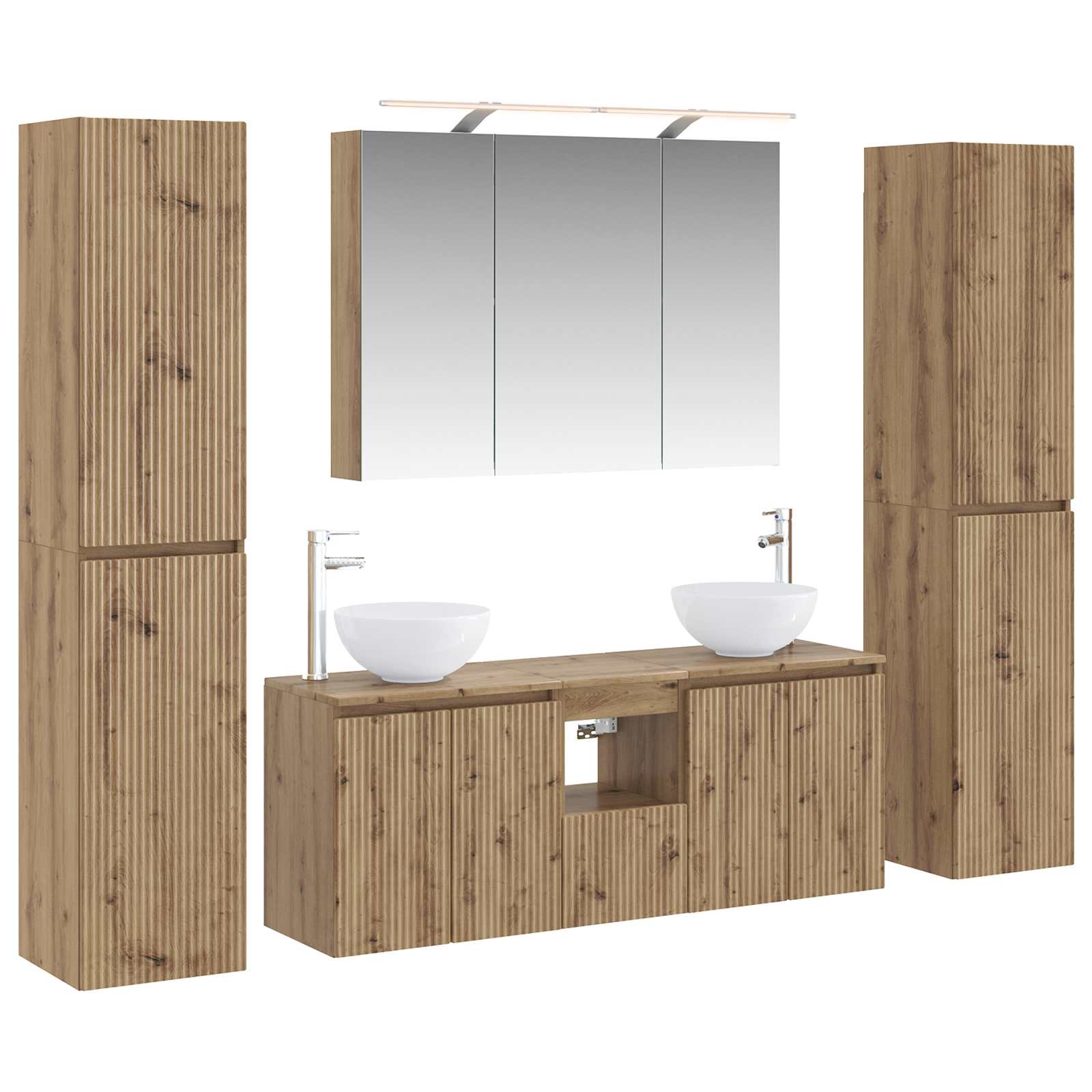 vidaXL Badkamermeubelset 6 pcs Wit Bewerkt hout en glas
