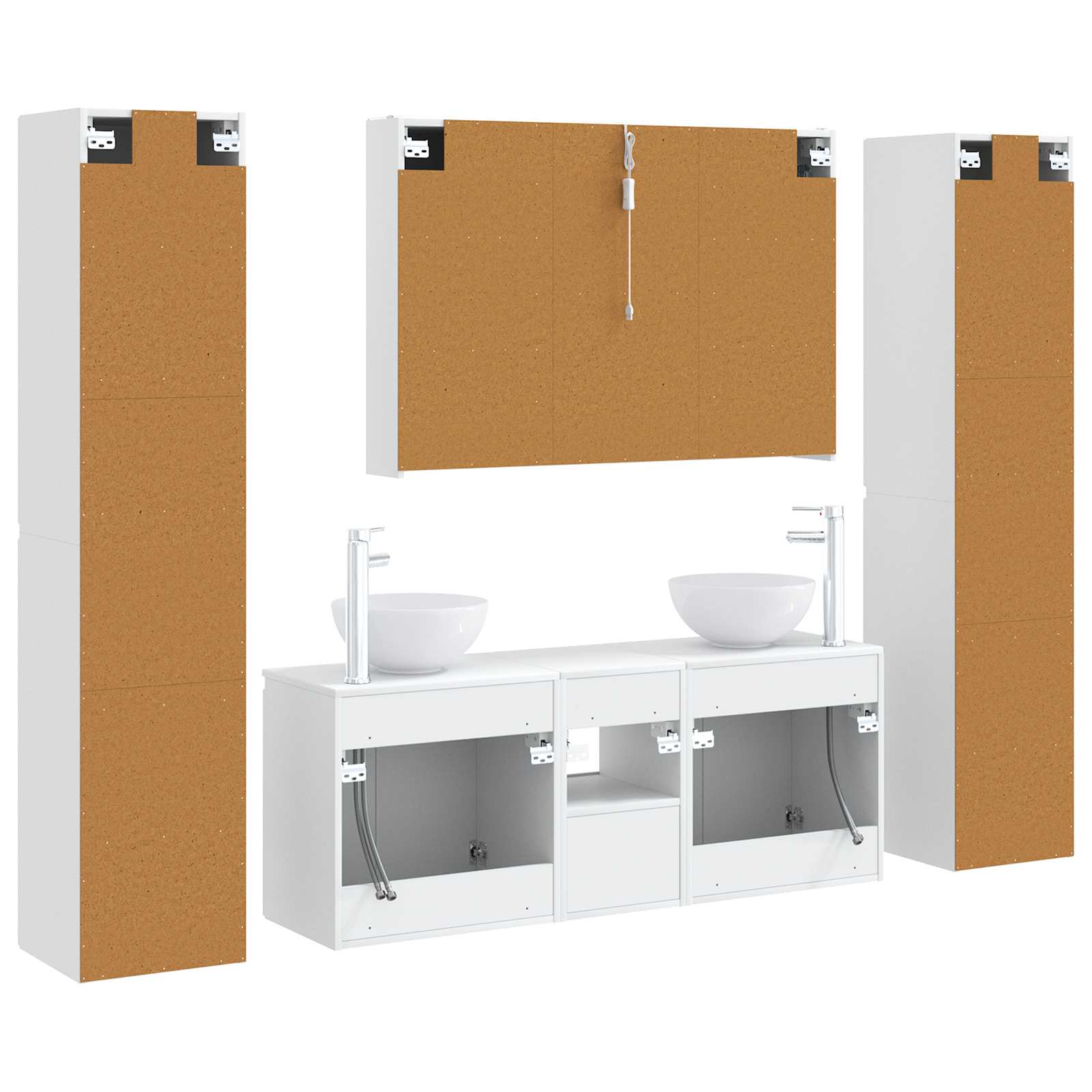vidaXL Badkamermeubelset 6 pcs Wit Bewerkt hout en glas