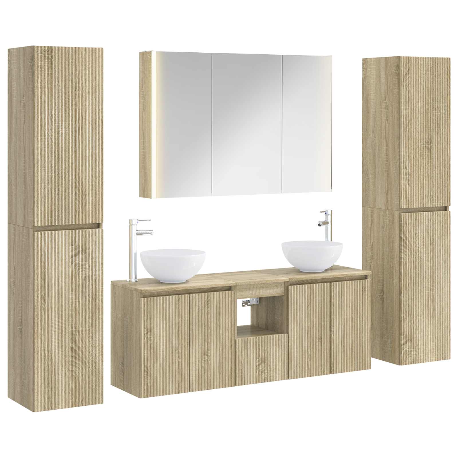 vidaXL Badkamermeubelset 6 pcs Wit Bewerkt hout en glas