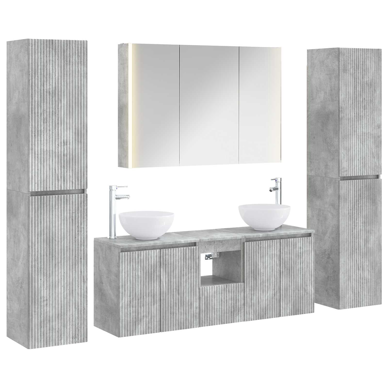 vidaXL Badkamermeubelset 6 pcs Wit Bewerkt hout en glas