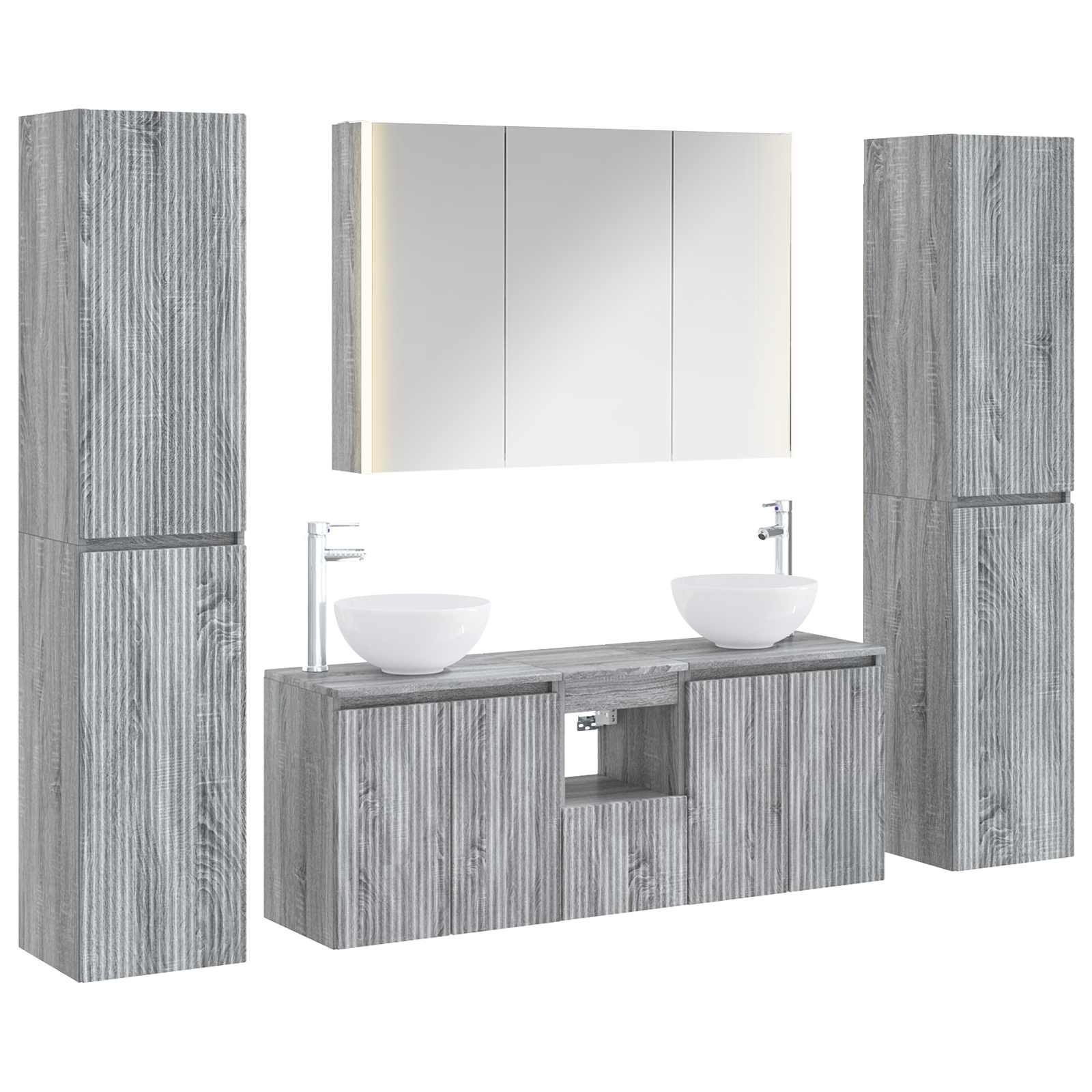 vidaXL Badkamermeubelset 6 pcs Wit Bewerkt hout en glas