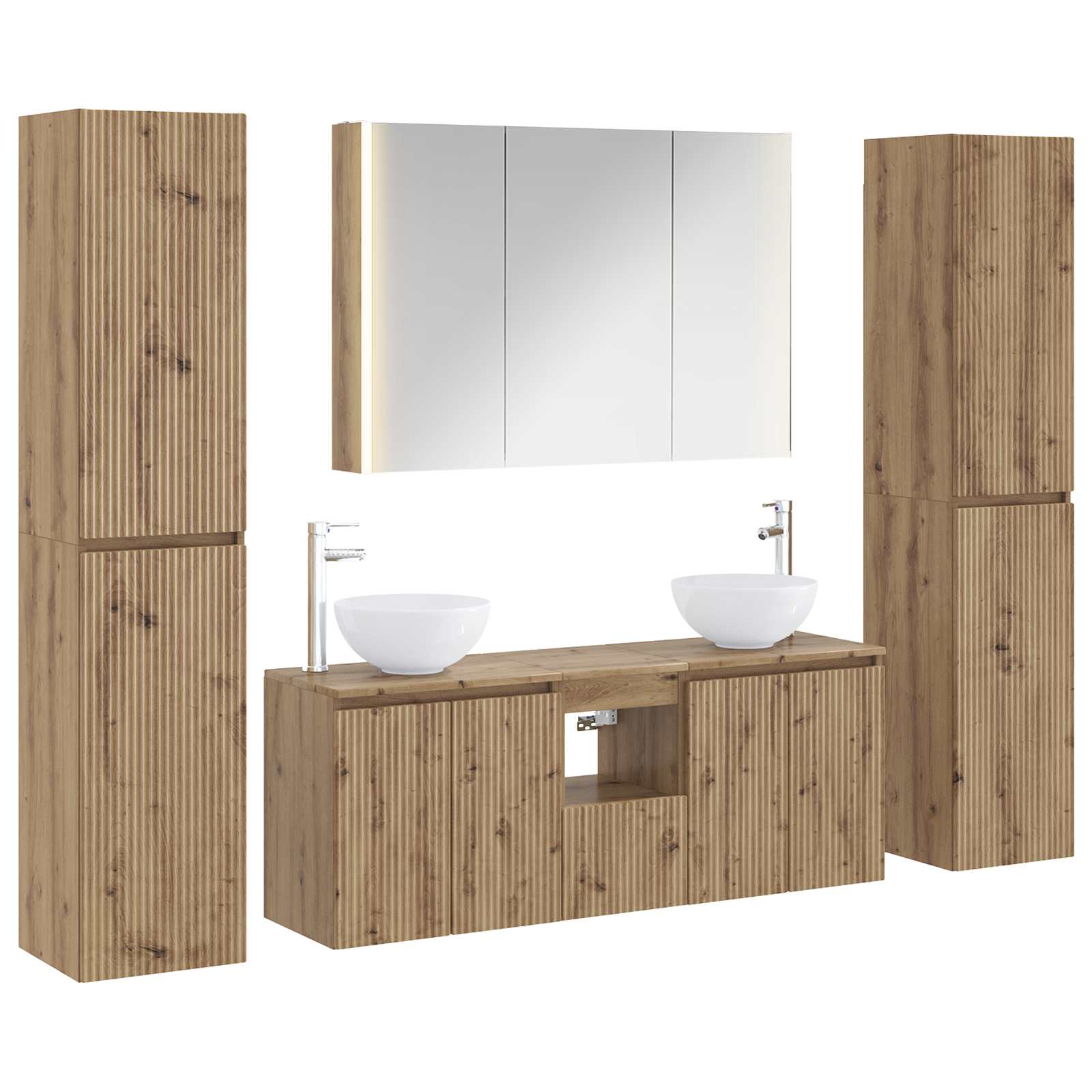 vidaXL Badkamermeubelset 6 pcs Wit Bewerkt hout en glas