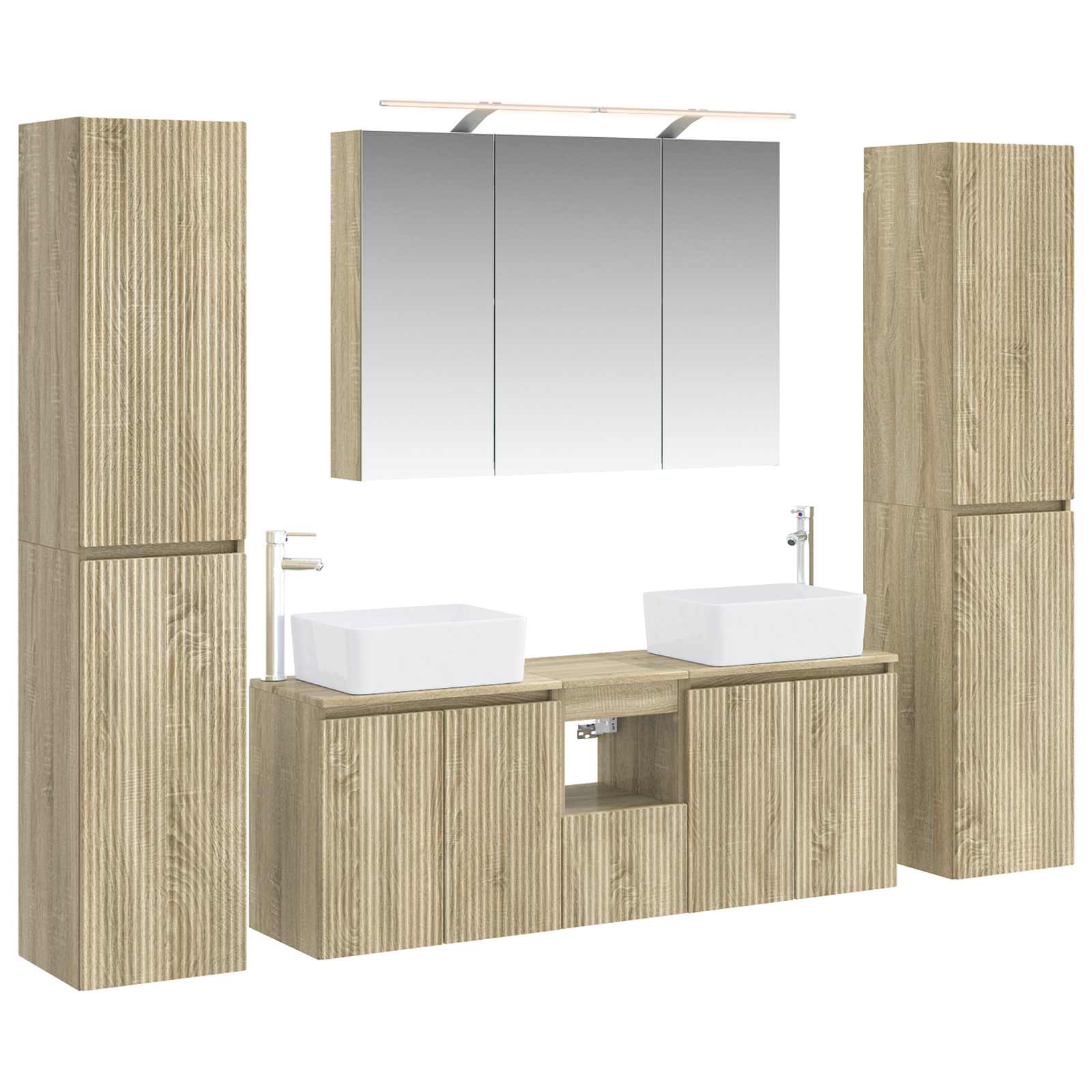 vidaXL Badkamermeubelset 6 pcs Wit Bewerkt hout en glas