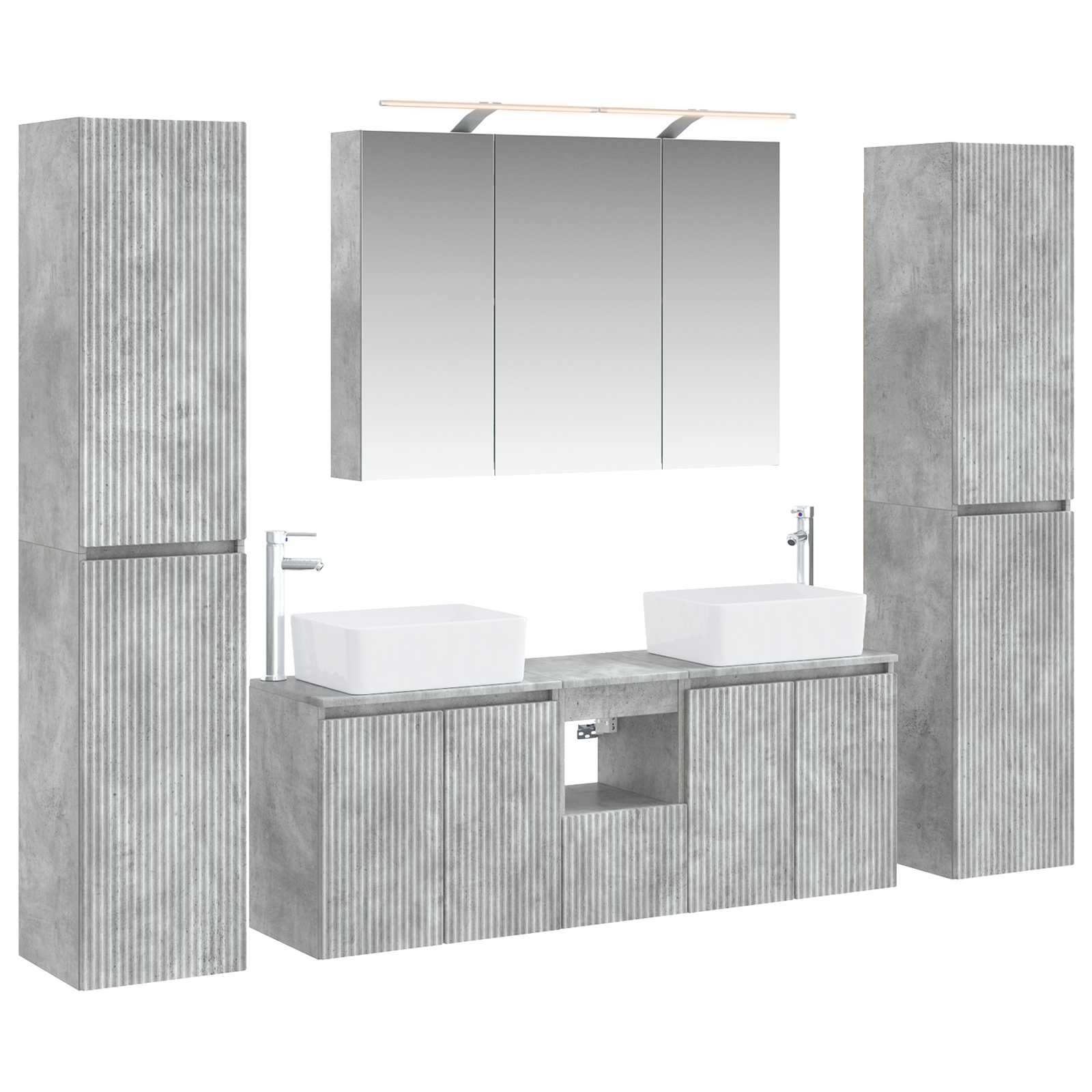 vidaXL Badkamermeubelset 6 pcs Wit Bewerkt hout en glas