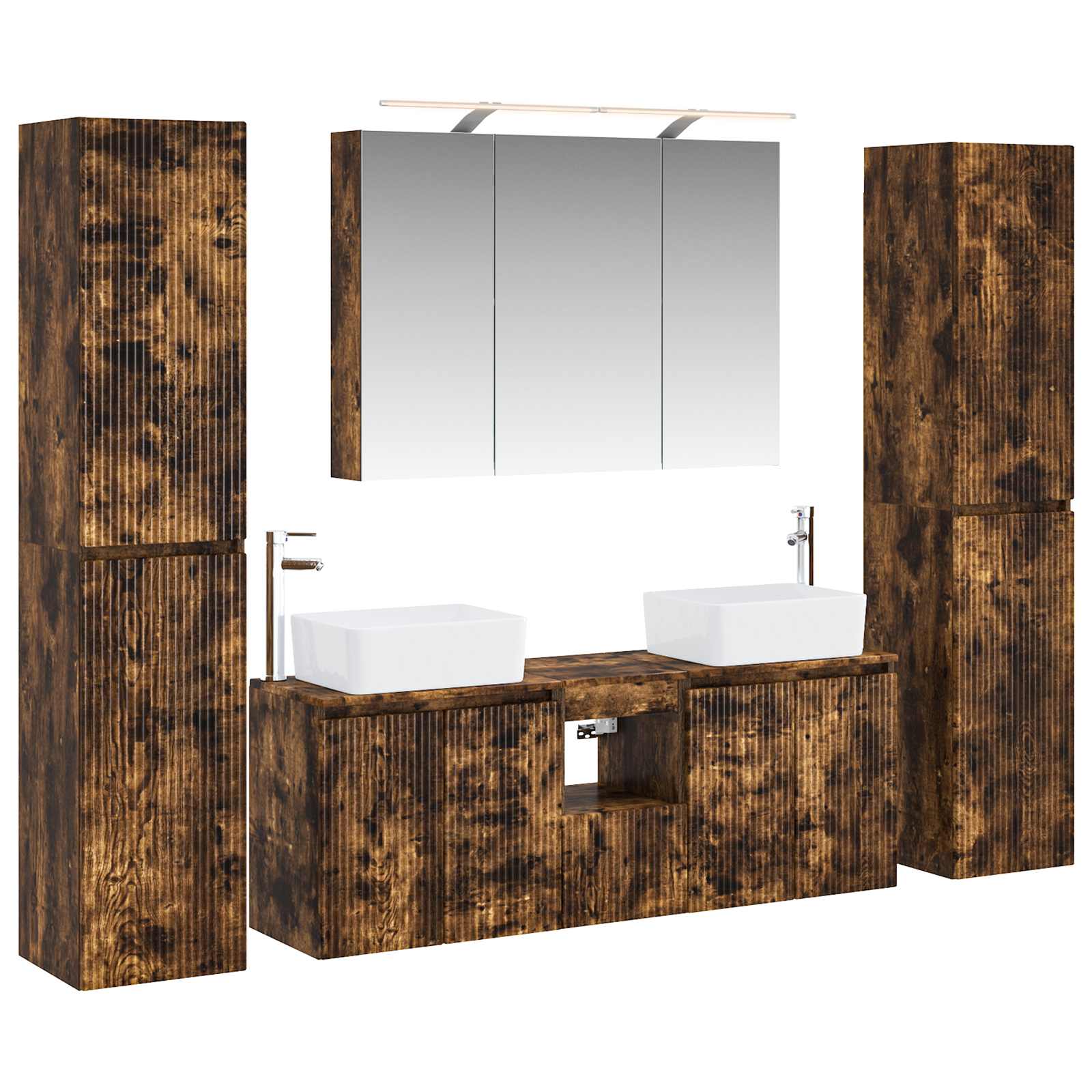 vidaXL Badkamermeubelset 6 pcs Wit Bewerkt hout en glas