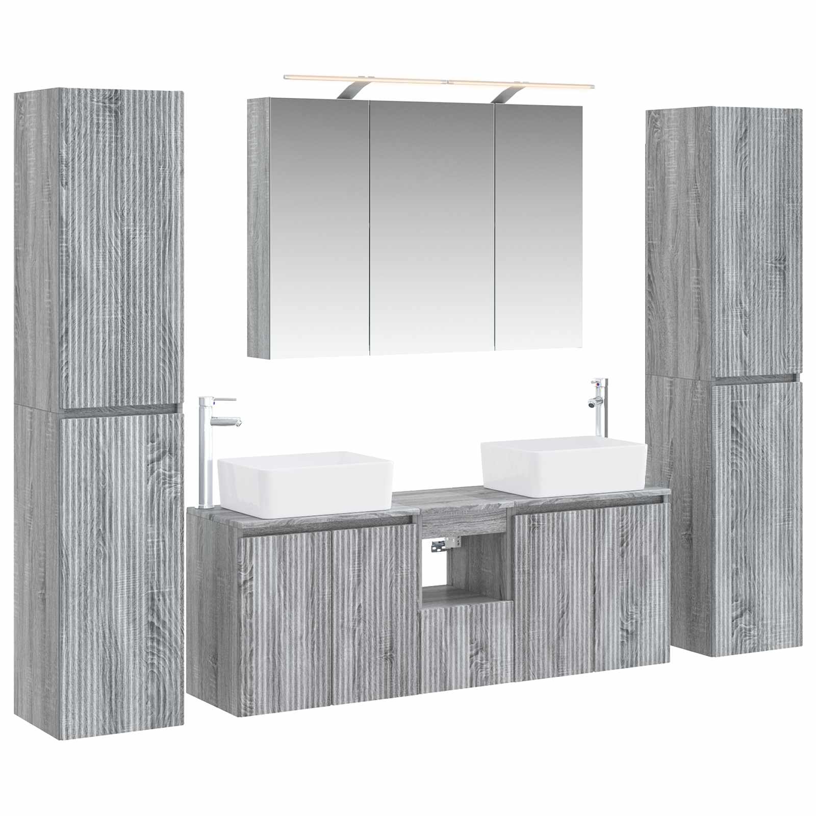 vidaXL Badkamermeubelset 6 pcs Wit Bewerkt hout en glas