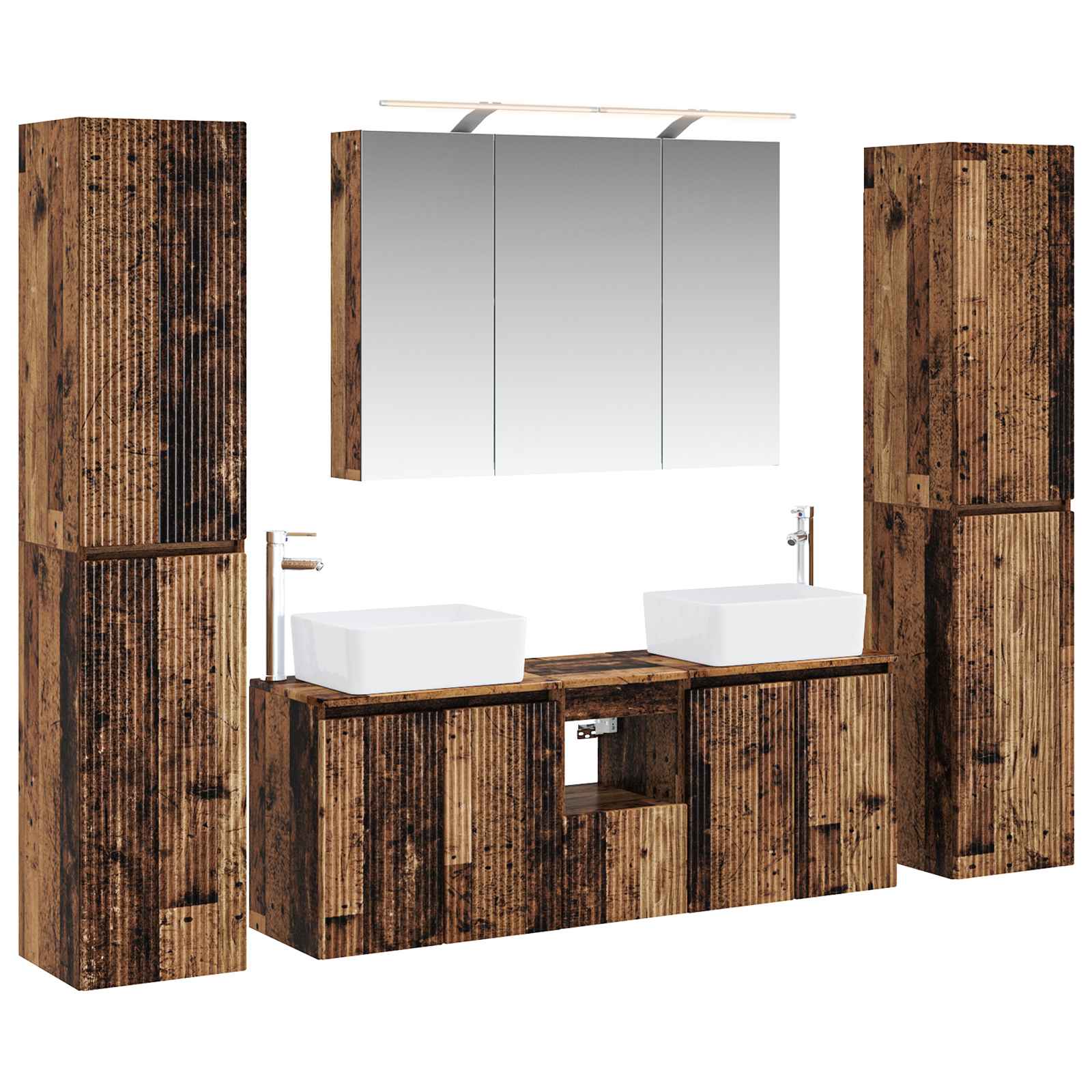 vidaXL Badkamermeubelset 6 pcs Wit Bewerkt hout en glas