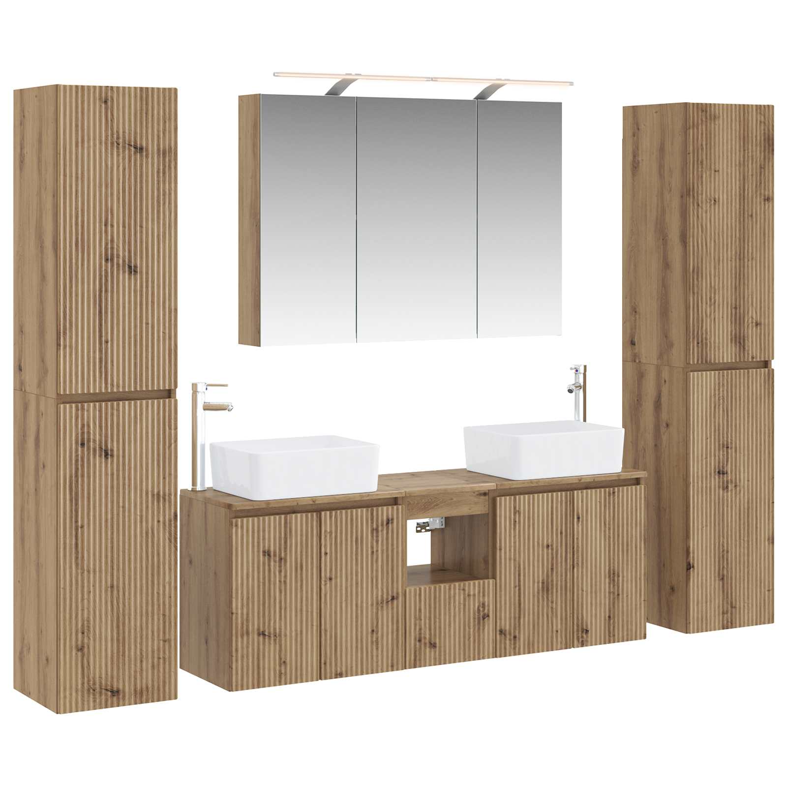 vidaXL Badkamermeubelset 6 pcs Wit Bewerkt hout en glas