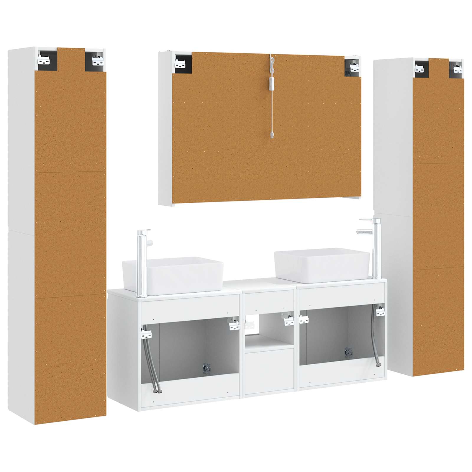 vidaXL Badkamermeubelset 6 pcs Wit Bewerkt hout en glas