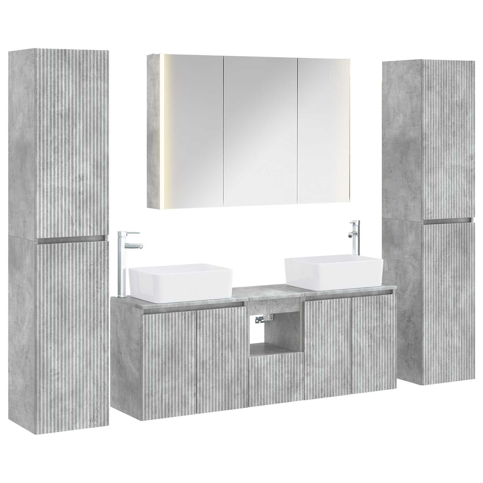 vidaXL Badkamermeubelset 6 pcs Wit Bewerkt hout en glas