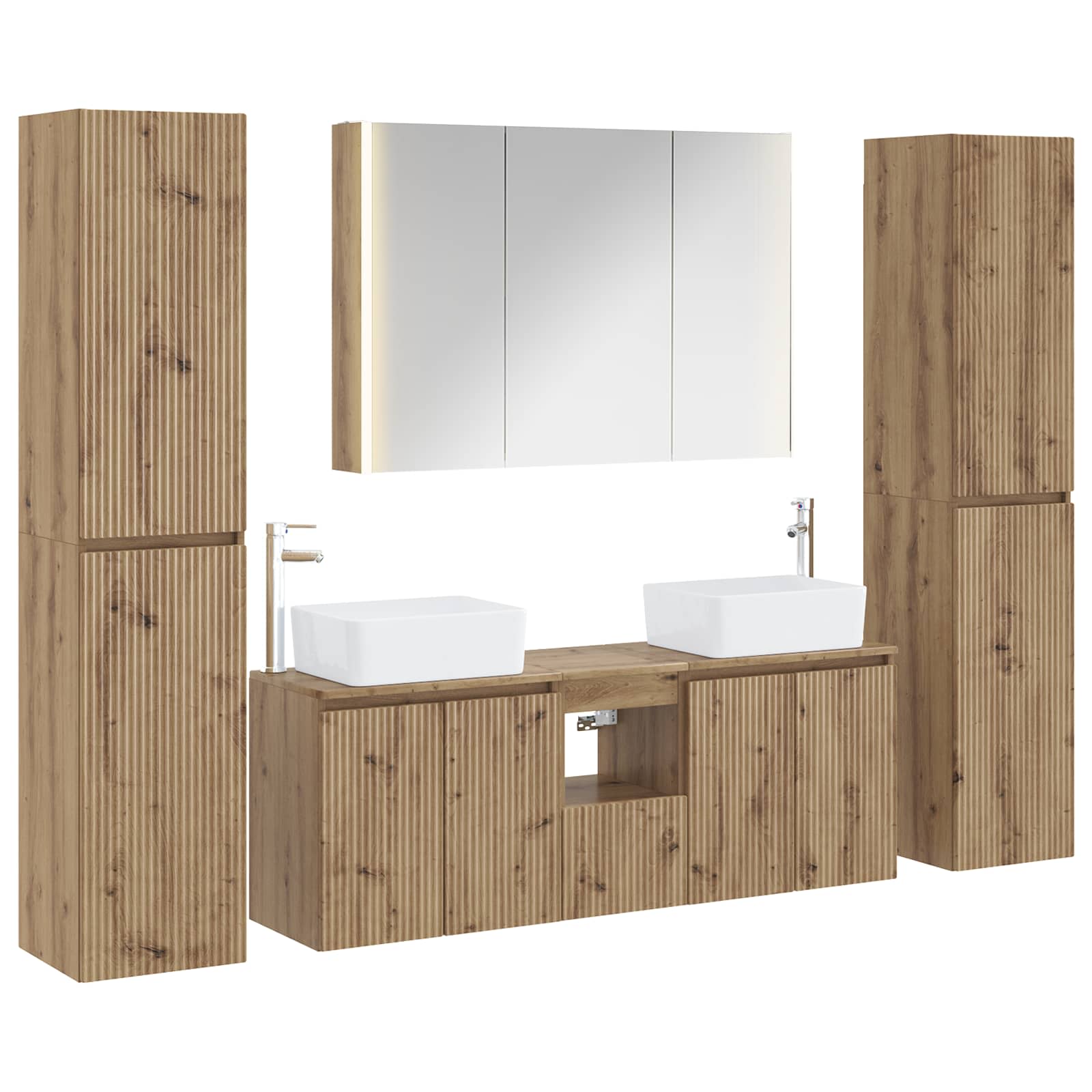 vidaXL Badkamermeubelset 6 pcs Wit Bewerkt hout en glas