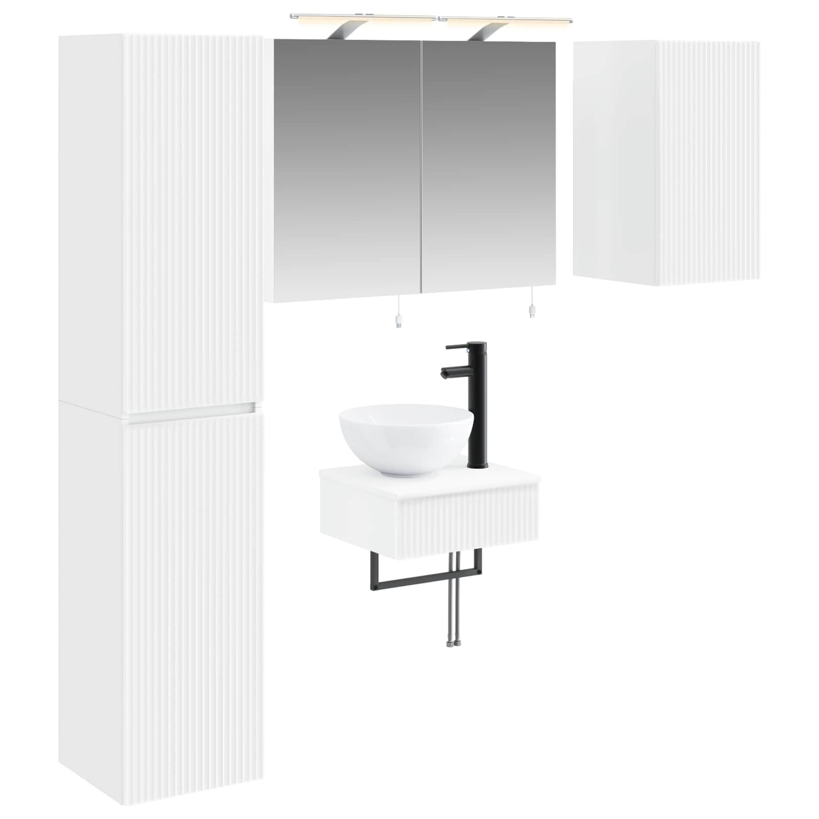 vidaXL Badkamermeubelset 5 pcs Wit Bewerkt hout en glas