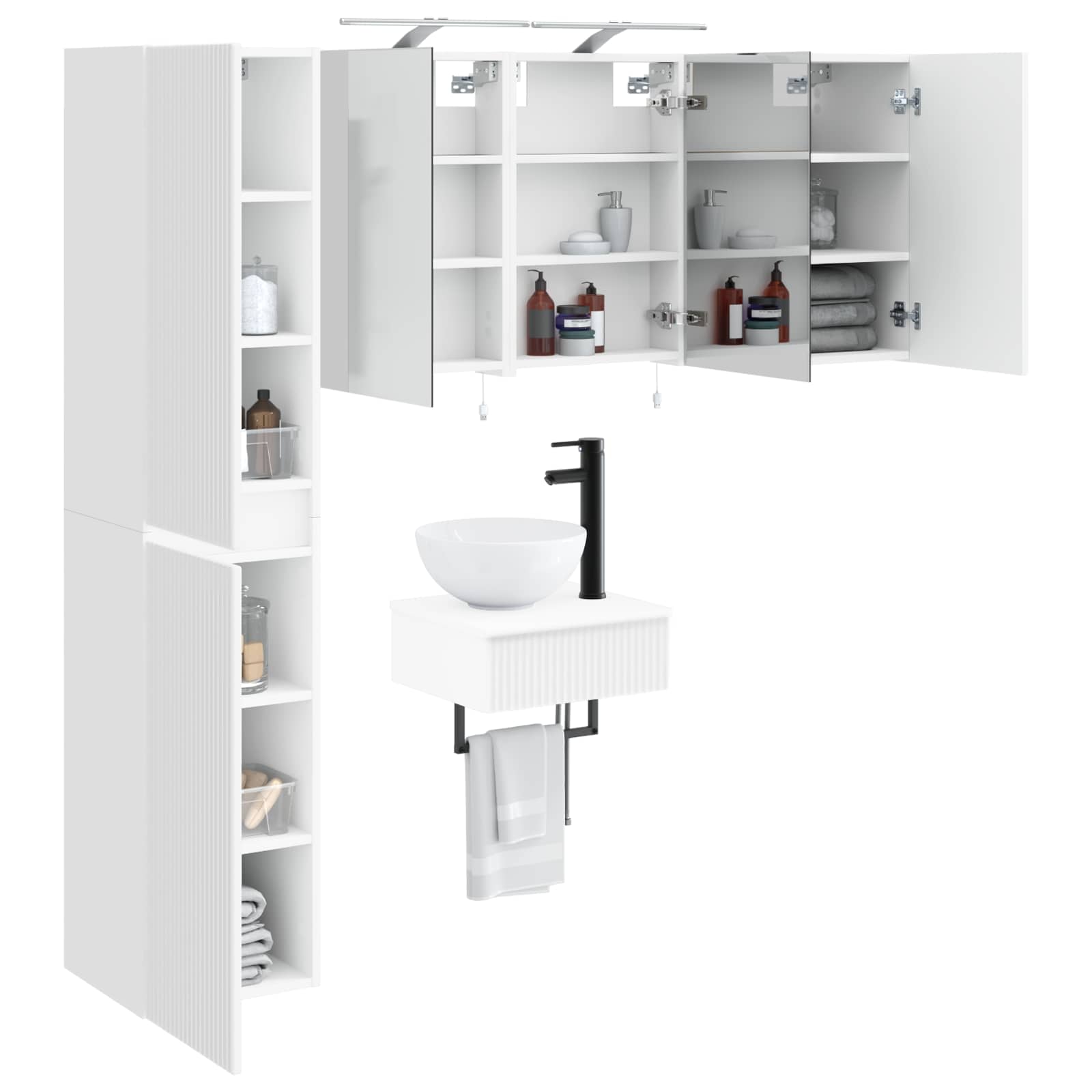 vidaXL Badkamermeubelset 5 pcs Wit Bewerkt hout en glas