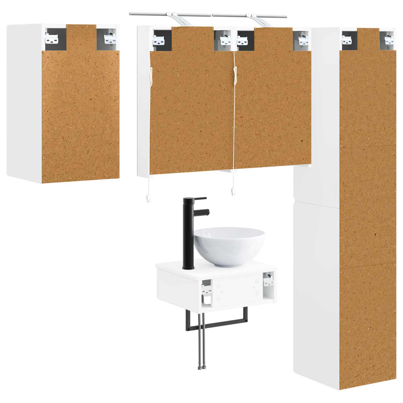 vidaXL Badkamermeubelset 5 pcs Wit Bewerkt hout en glas