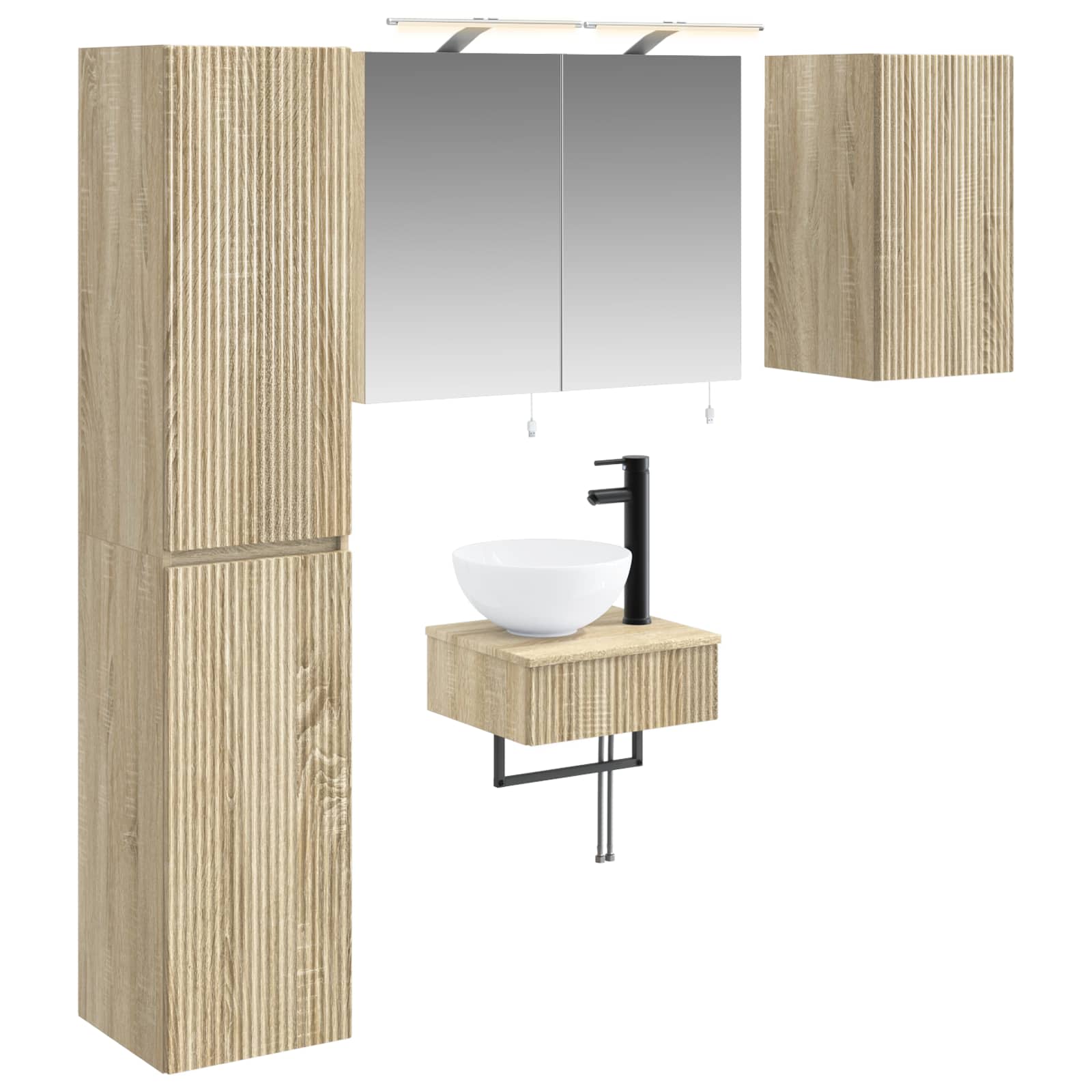 vidaXL Badkamermeubelset 5 pcs Wit Bewerkt hout en glas