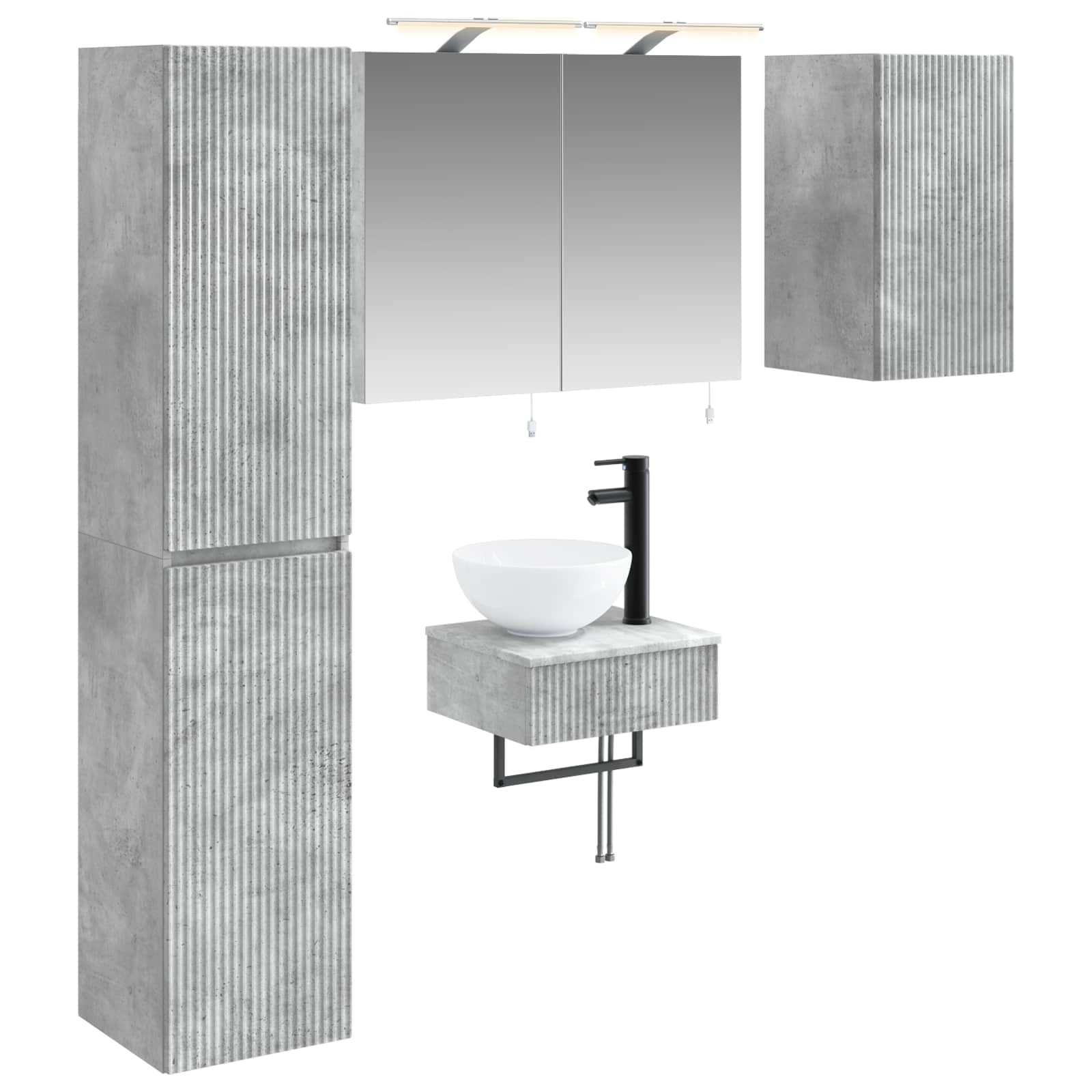 vidaXL Badkamermeubelset 5 pcs Wit Bewerkt hout en glas