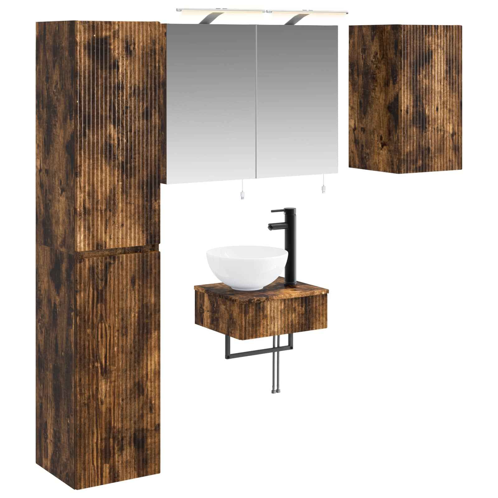 vidaXL Badkamermeubelset 5 pcs Wit Bewerkt hout en glas
