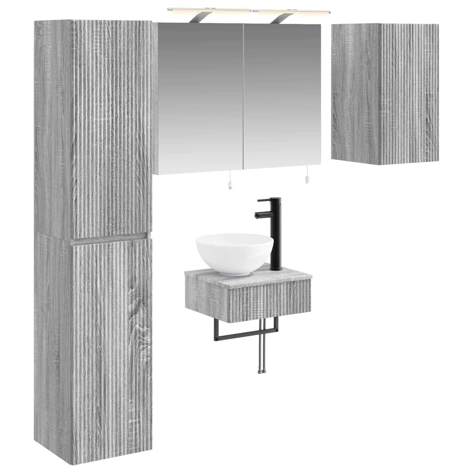 vidaXL Badkamermeubelset 5 pcs Wit Bewerkt hout en glas