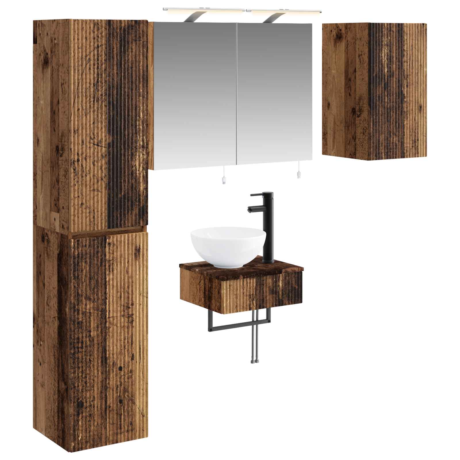 vidaXL Badkamermeubelset 5 pcs Wit Bewerkt hout en glas