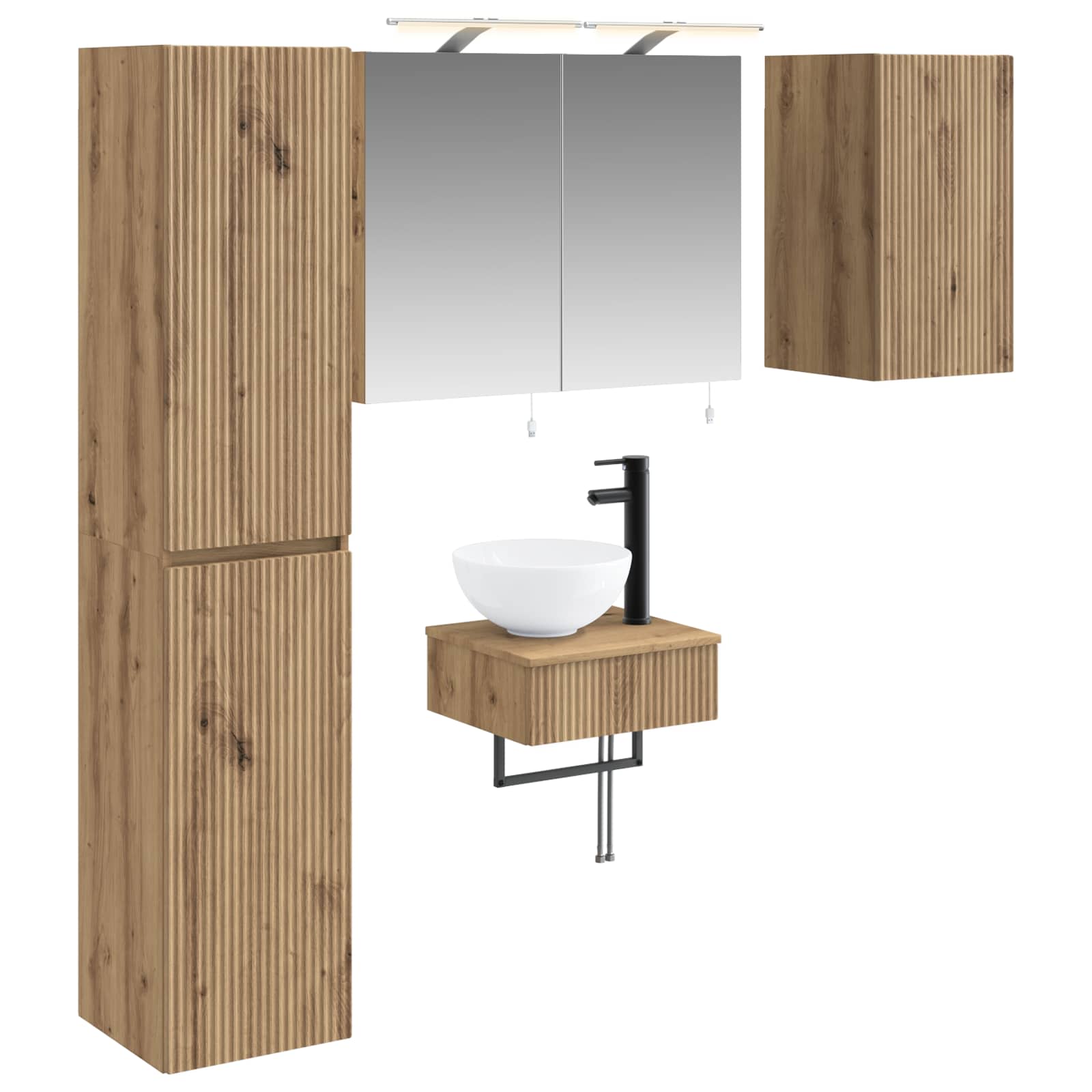 vidaXL Badkamermeubelset 5 pcs Wit Bewerkt hout en glas
