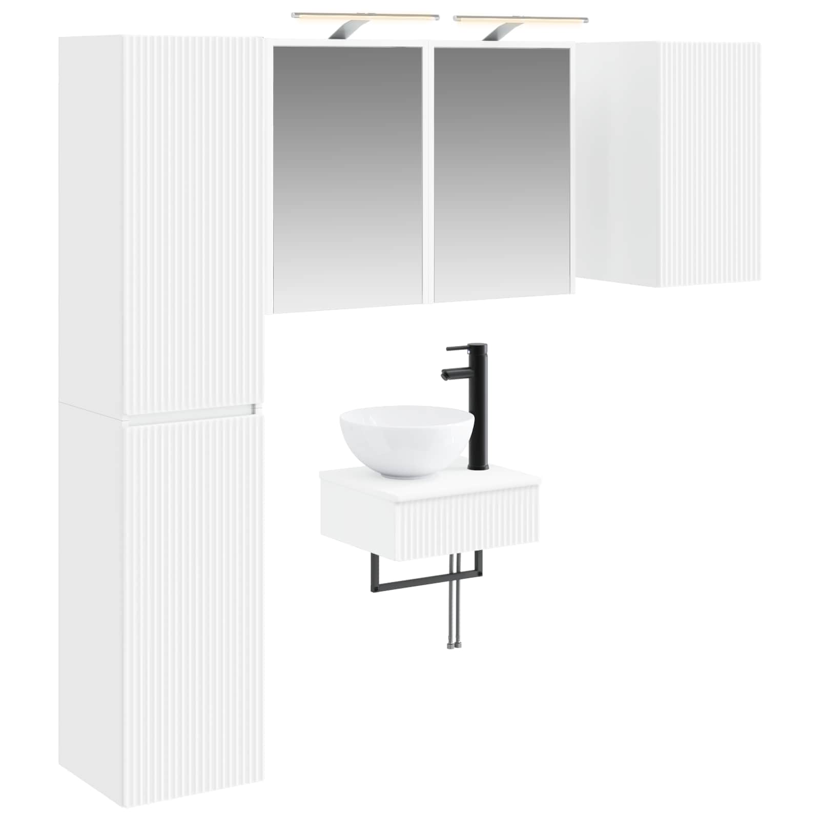 vidaXL Badkamermeubelset 5 pcs Wit Bewerkt hout en glas