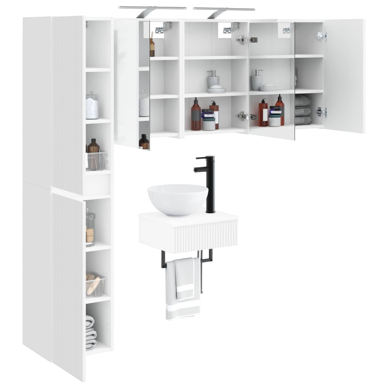 vidaXL Badkamermeubelset 5 pcs Wit Bewerkt hout en glas