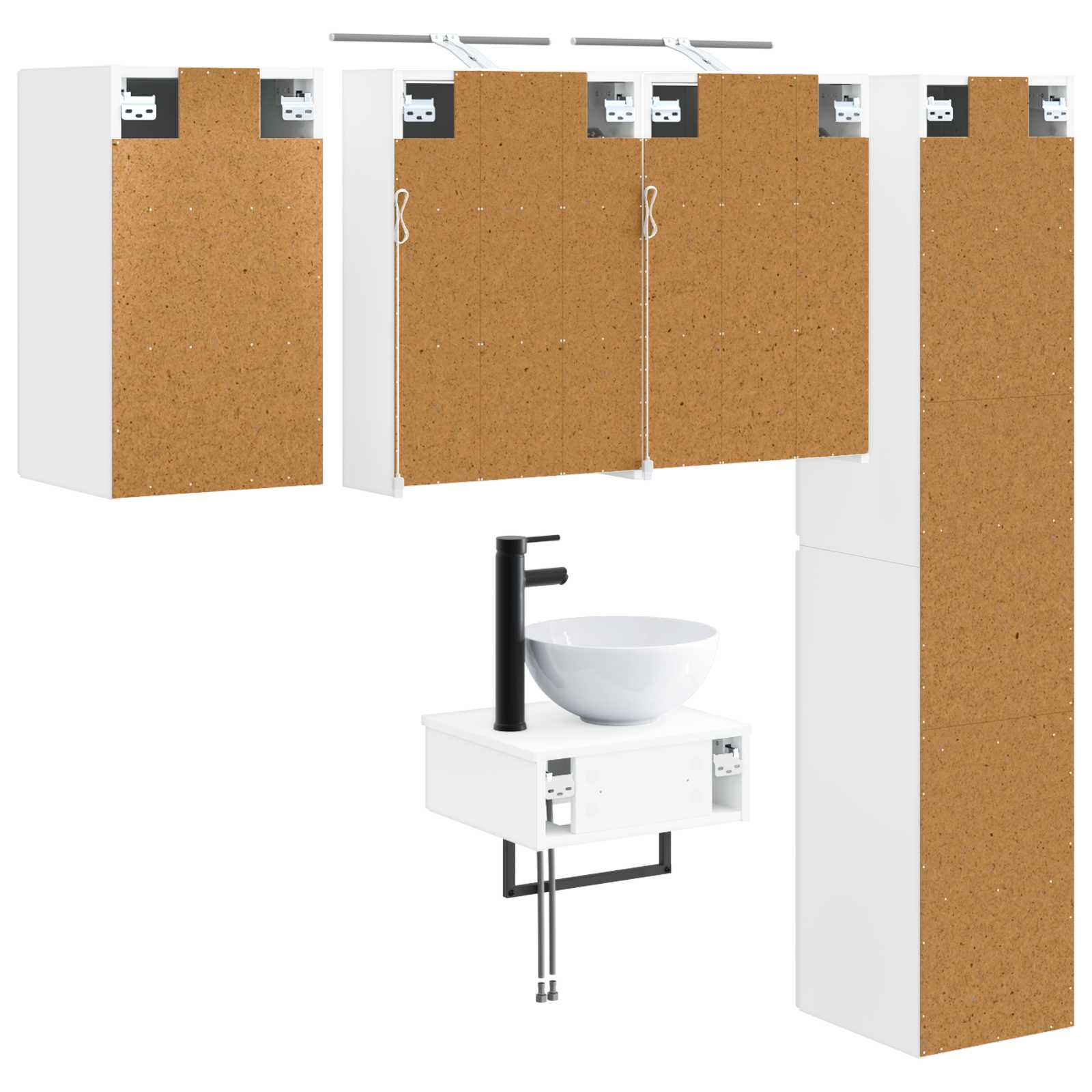 vidaXL Badkamermeubelset 5 pcs Wit Bewerkt hout en glas