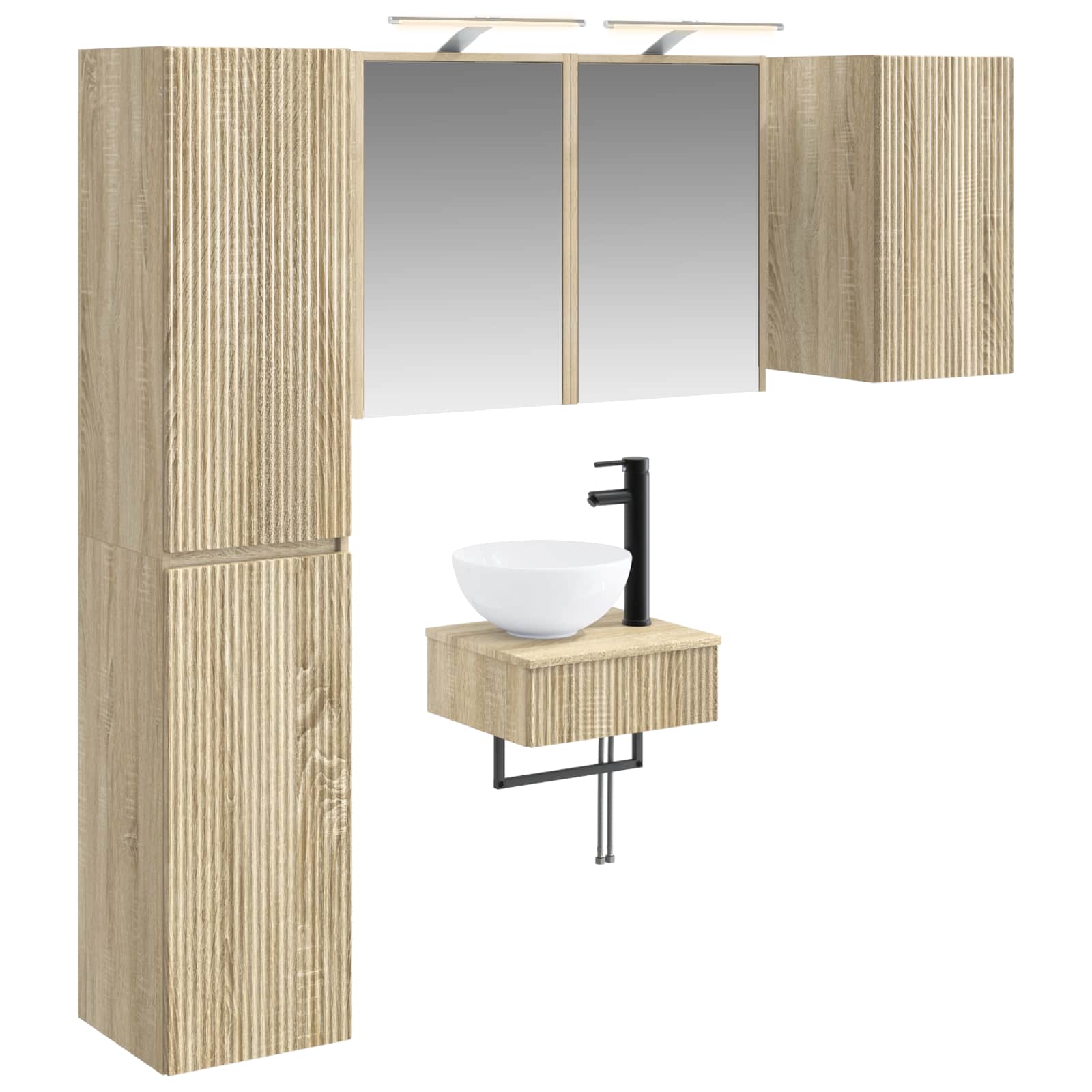 vidaXL Badkamermeubelset 5 pcs Wit Bewerkt hout en glas